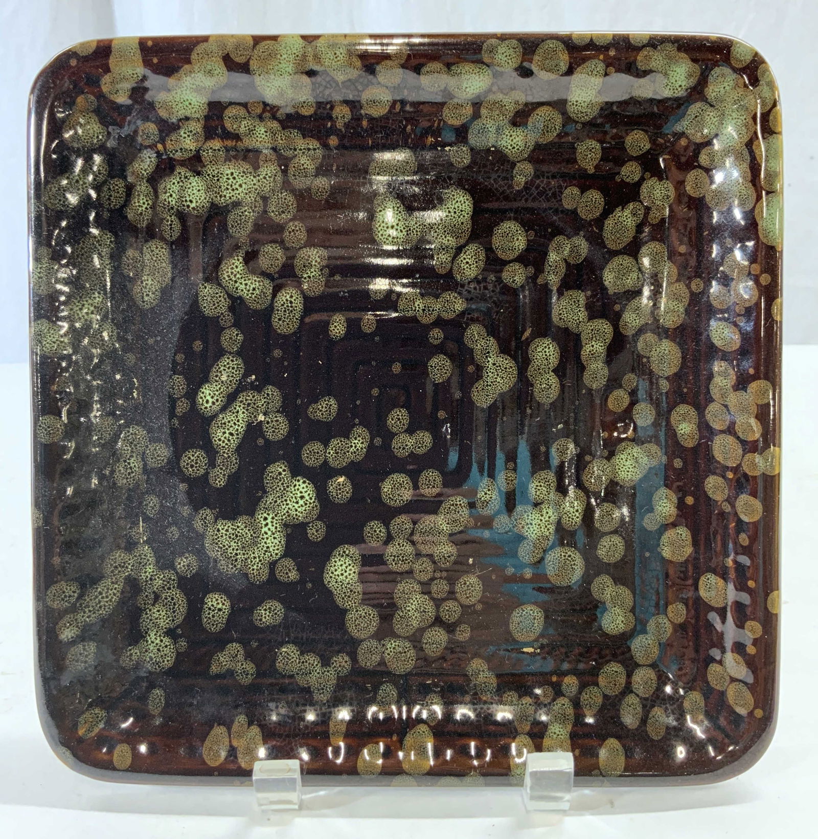 Vntg Speckled Square Ceramic Serving Plate (1 of 6)