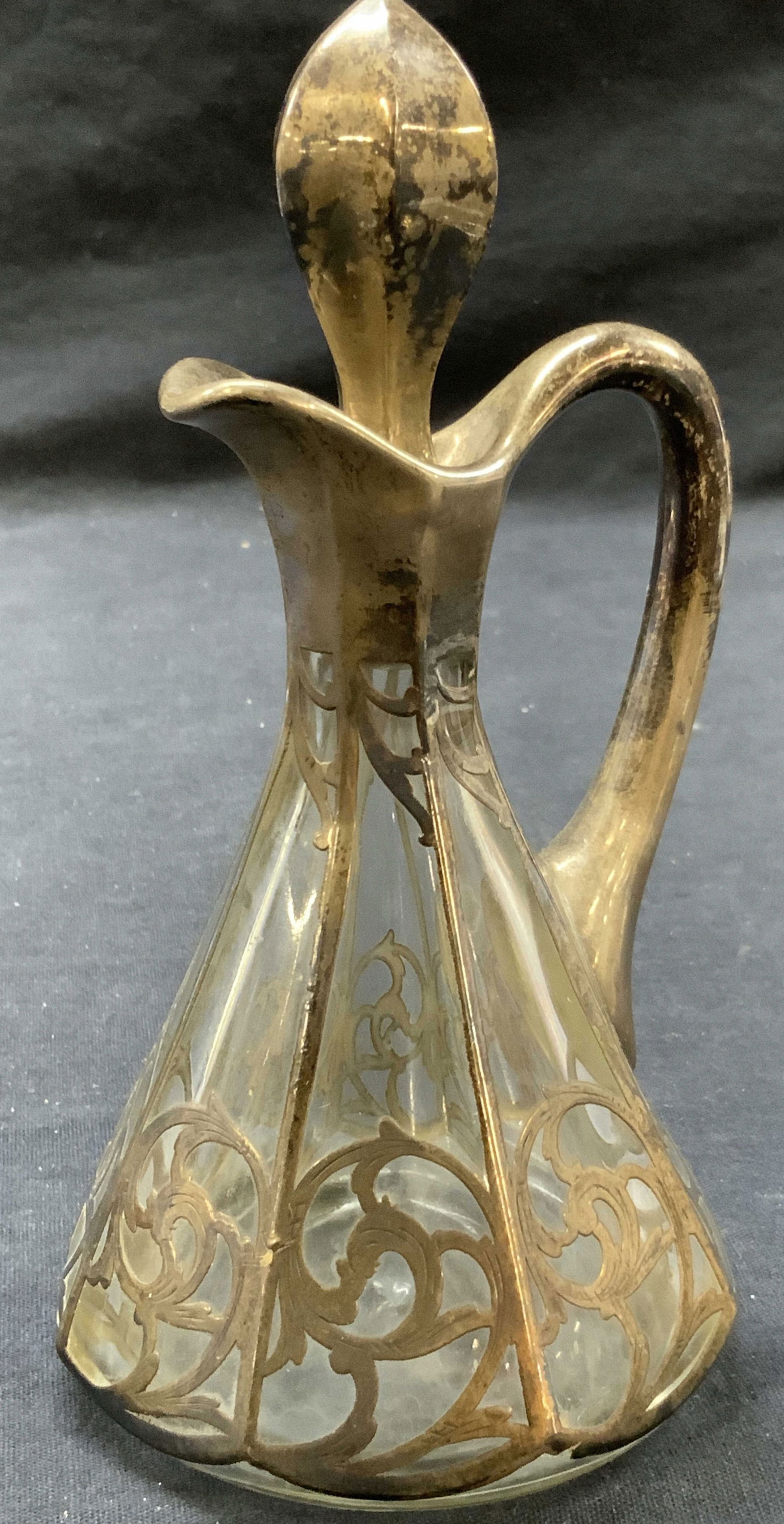 Sterling Overlayed Glass Pitcher / Vessel (1 of 9)