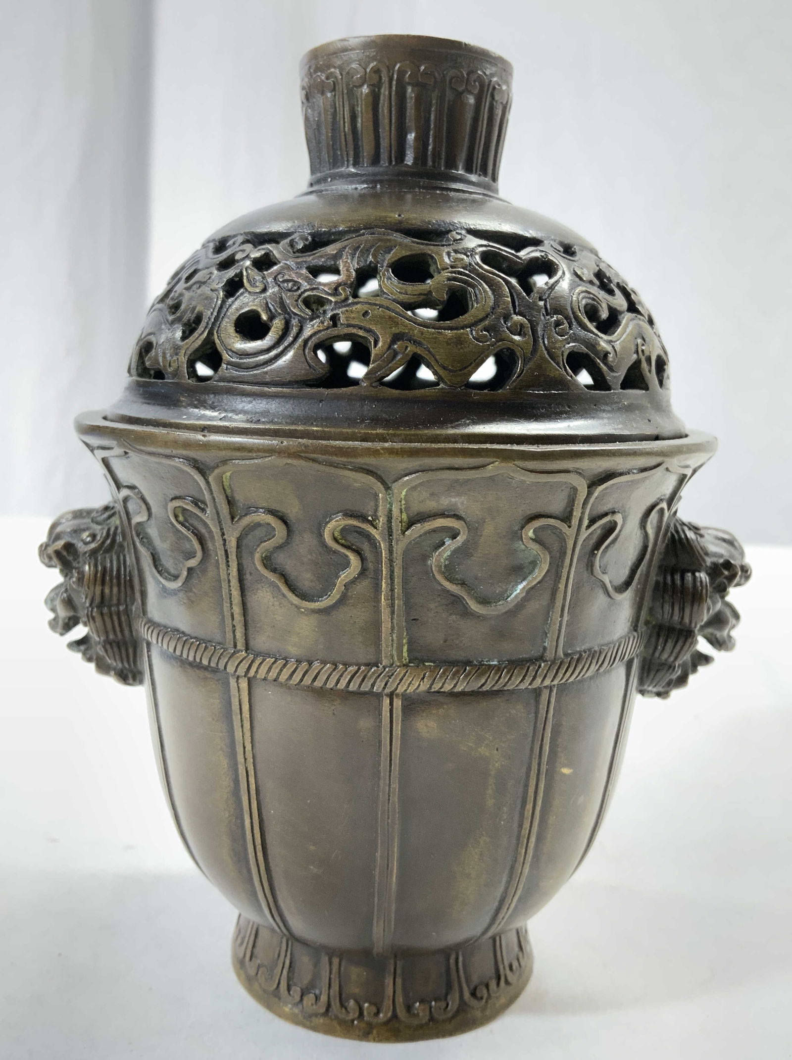 Signed Bronze Lidded Asian Incense Burner (1 of 7)