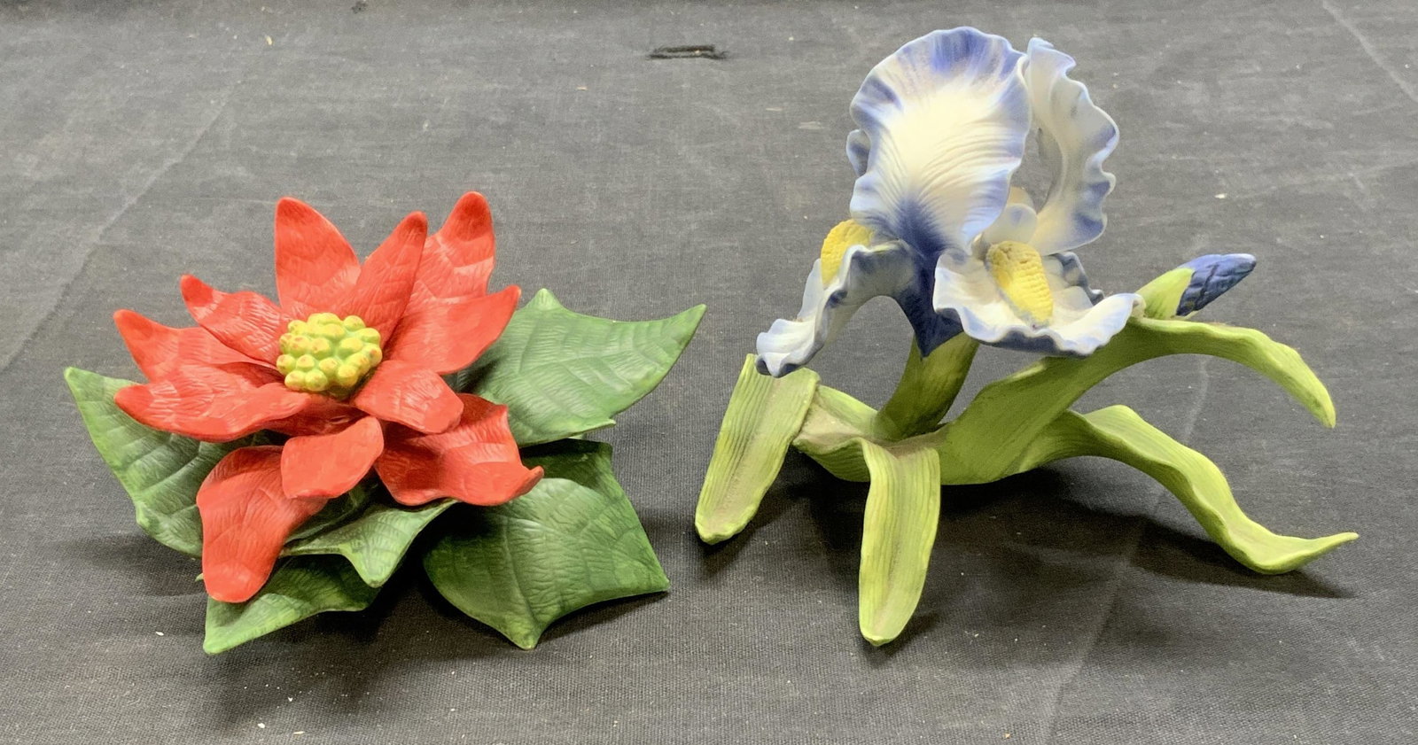 Lot 2 Lenox Porcelain Iris & Poinsettia Figurines (1 of 8)