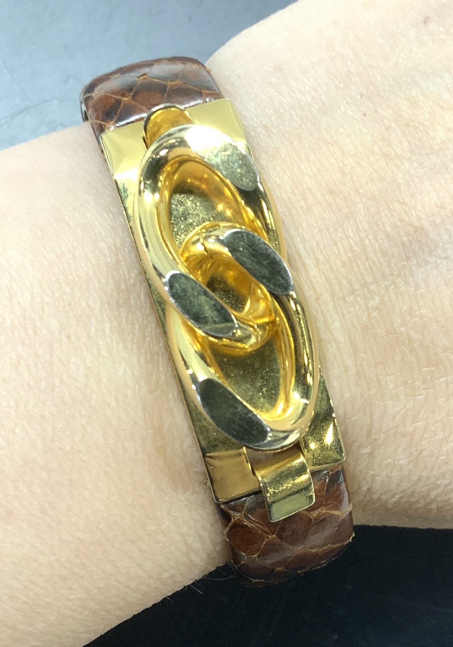 MANNELLI Snakeskin 24k Gold Plated Bracelet ITALY (1 of 7)