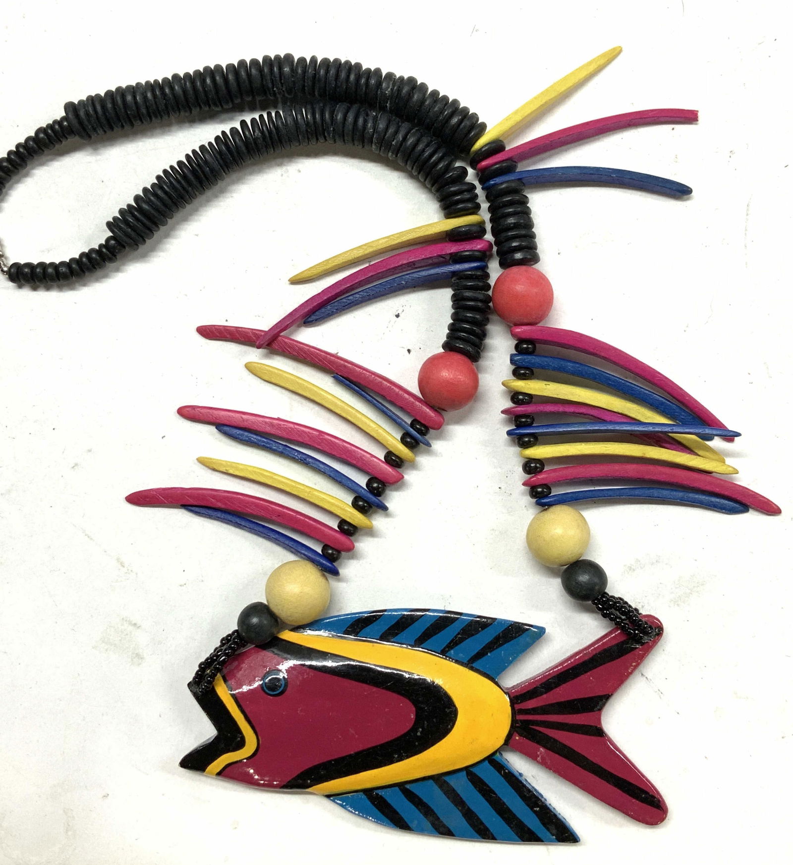 Lacquered Wood Fish Pendant Necklace (1 of 7)