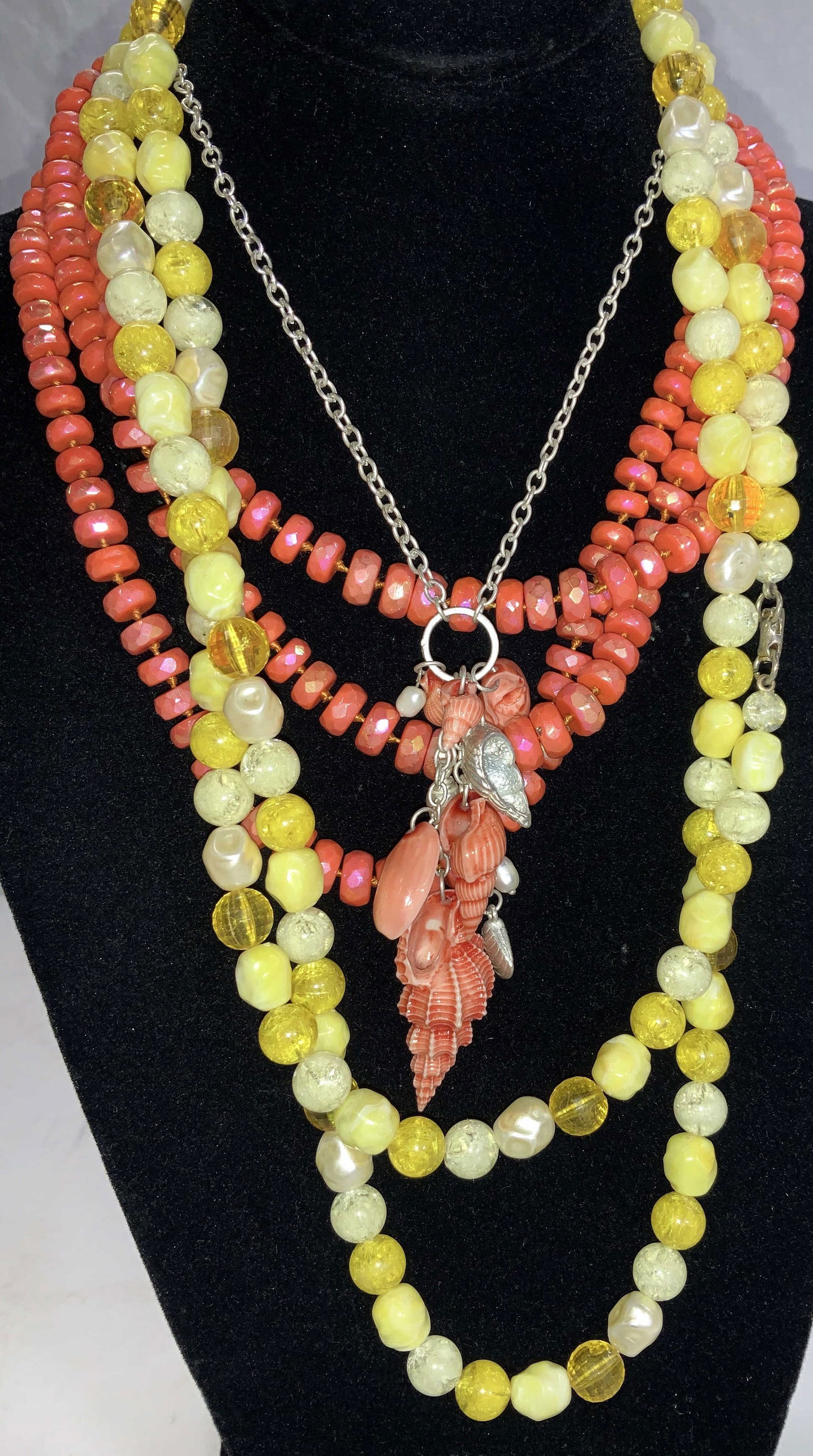 Lot 3 Aurora Borealis, Shell & Pearl Necklaces (1 of 9)