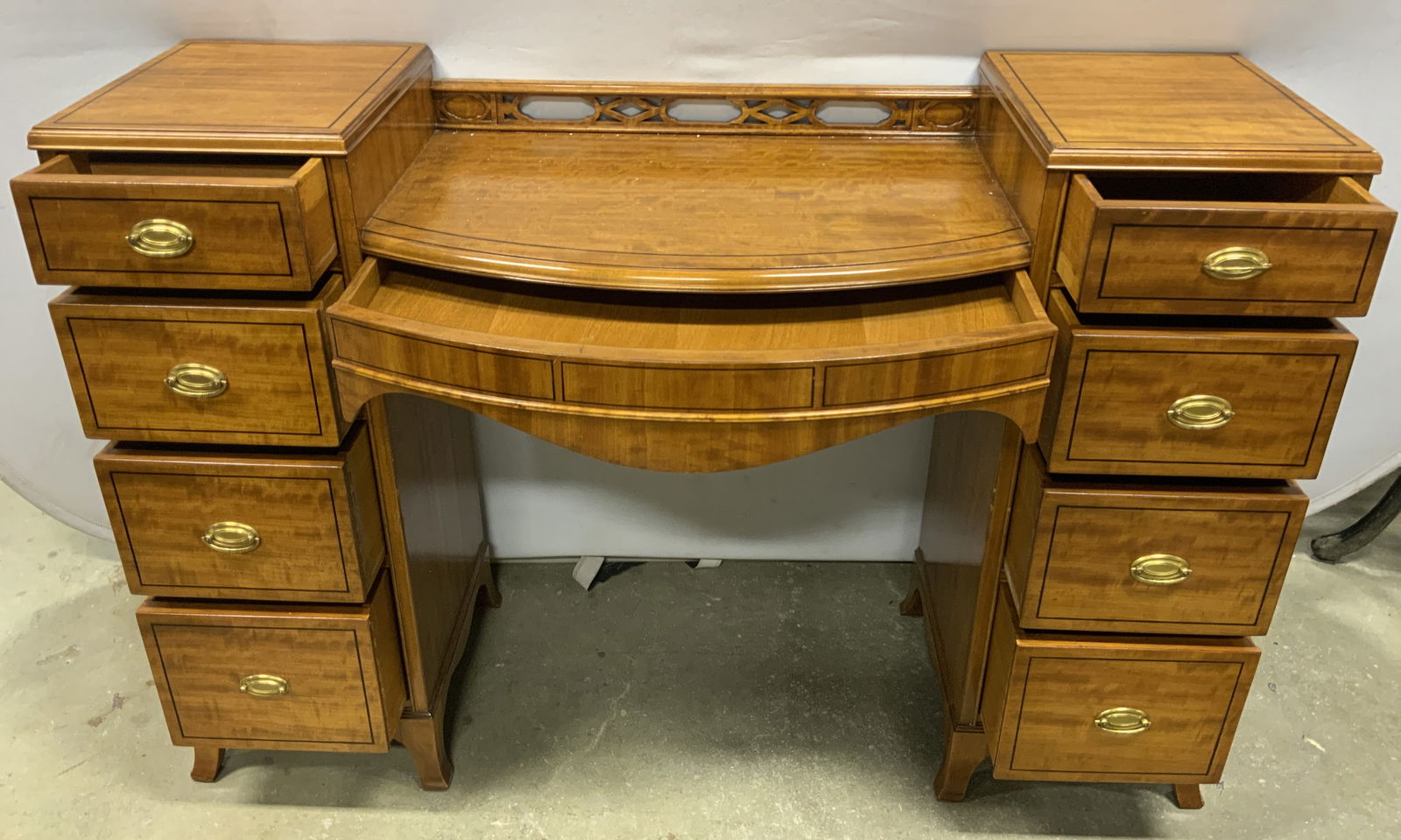 Vintage Wooden 9 Drawer Desk (1 of 10)