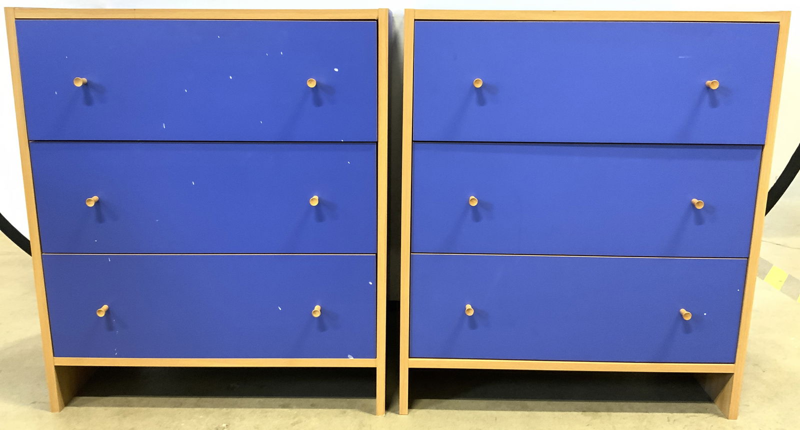 Pair 3 Drawer Veneer Nightstands (1 of 9)