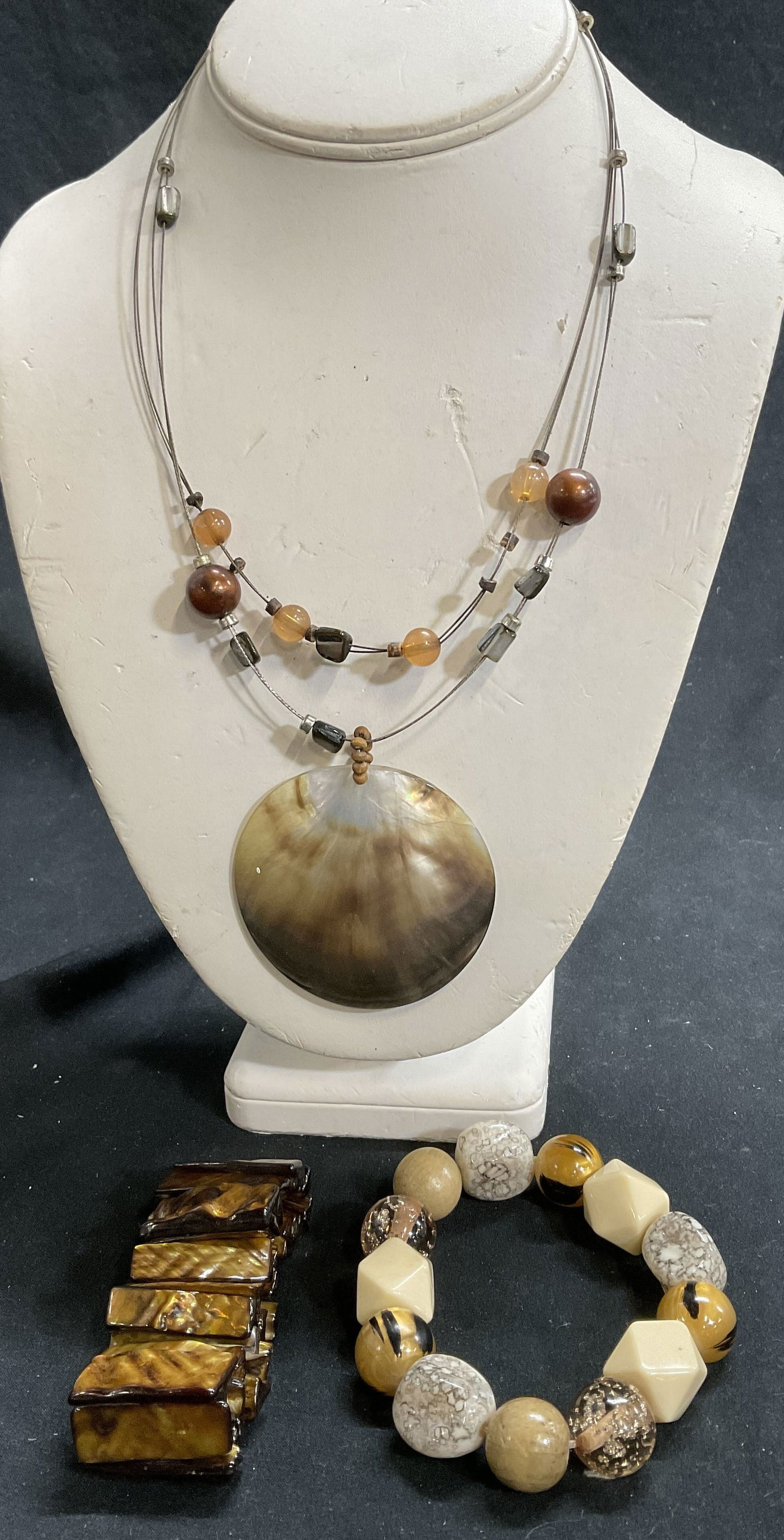 Lot 3 Vintage Abalone Bracelet & Costume Jewelry (1 of 9)