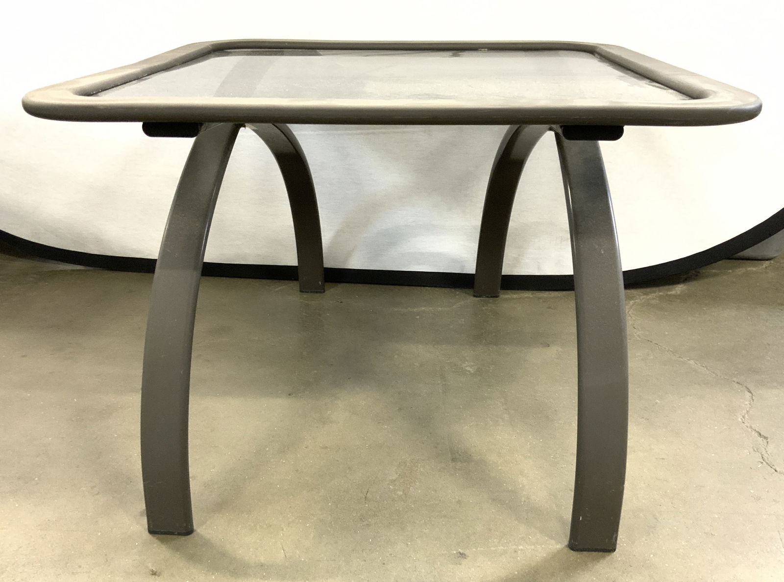 Vintage Outdoor Metal Side Table W Glass Top (1 of 6)