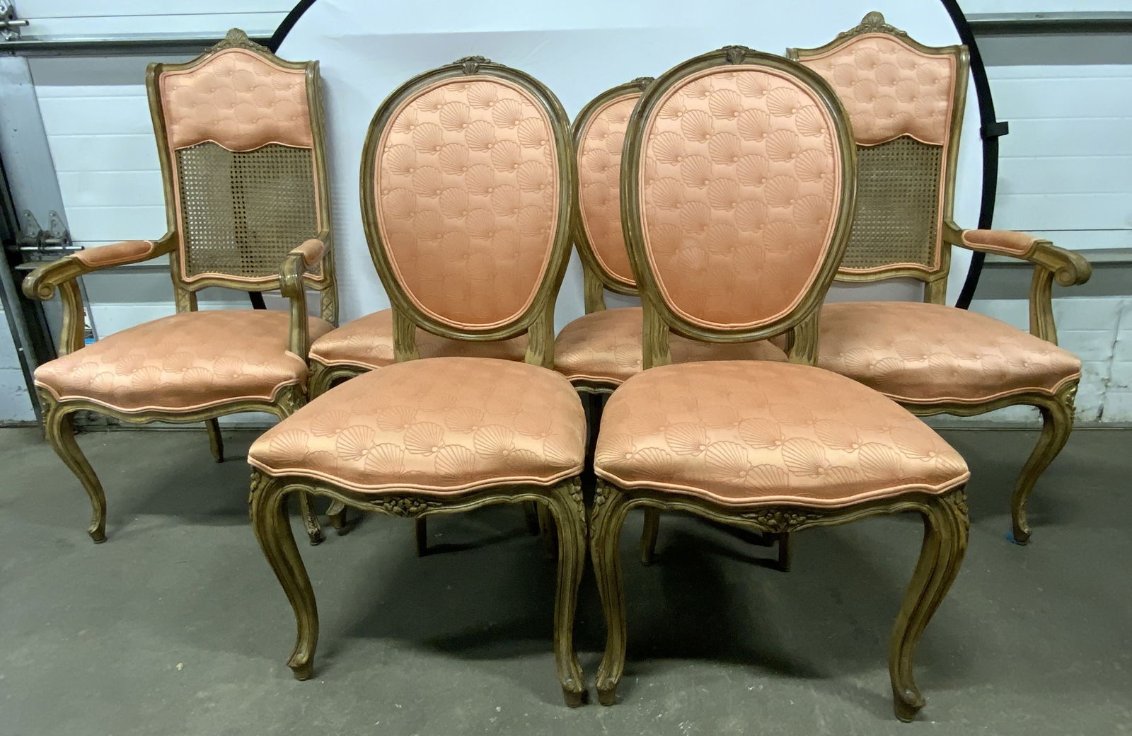 6 Pink Upholstered Clamshell Motif Dining Chairs (1 of 17)
