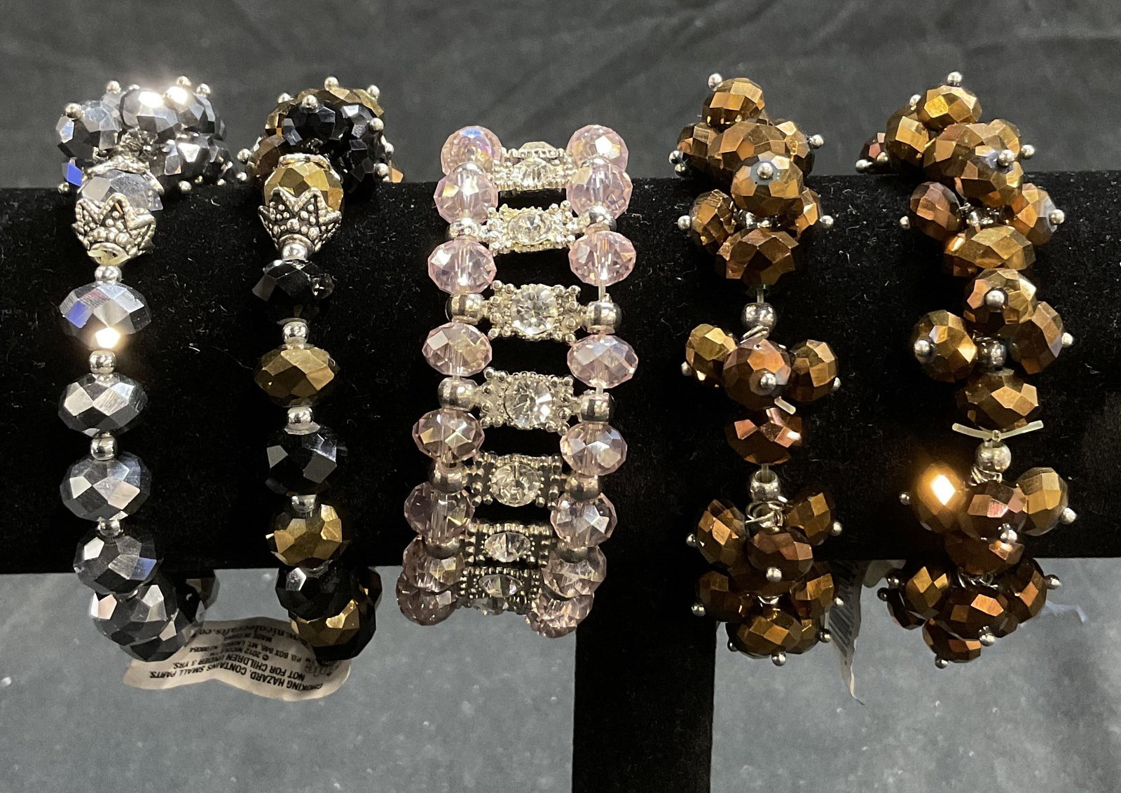 Lot 5 Crystal Rondelle Aurora Borealis Bracelets. (1 of 9)