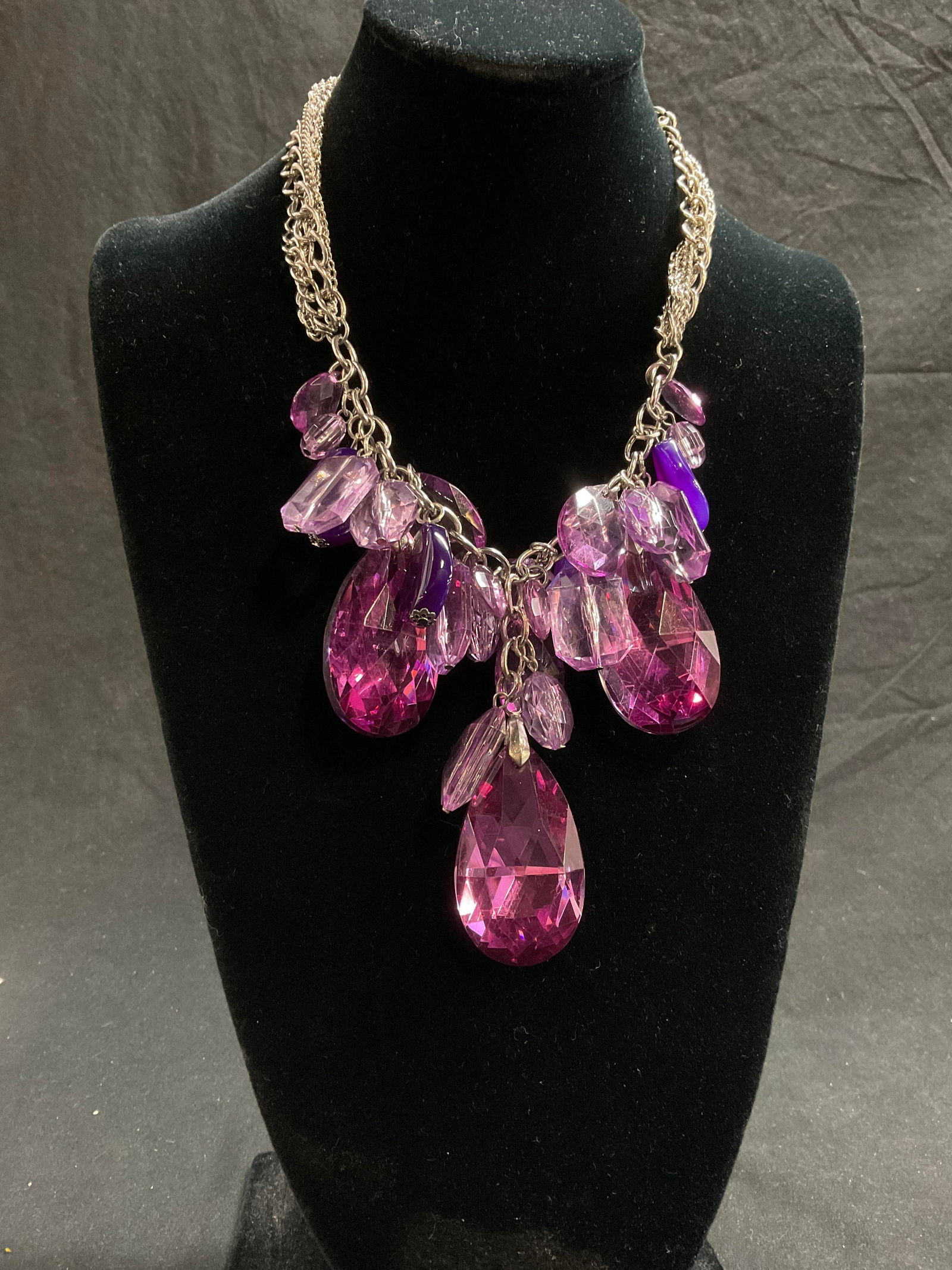 Vintage Pink and Purple Drop Necklace (1 of 6)