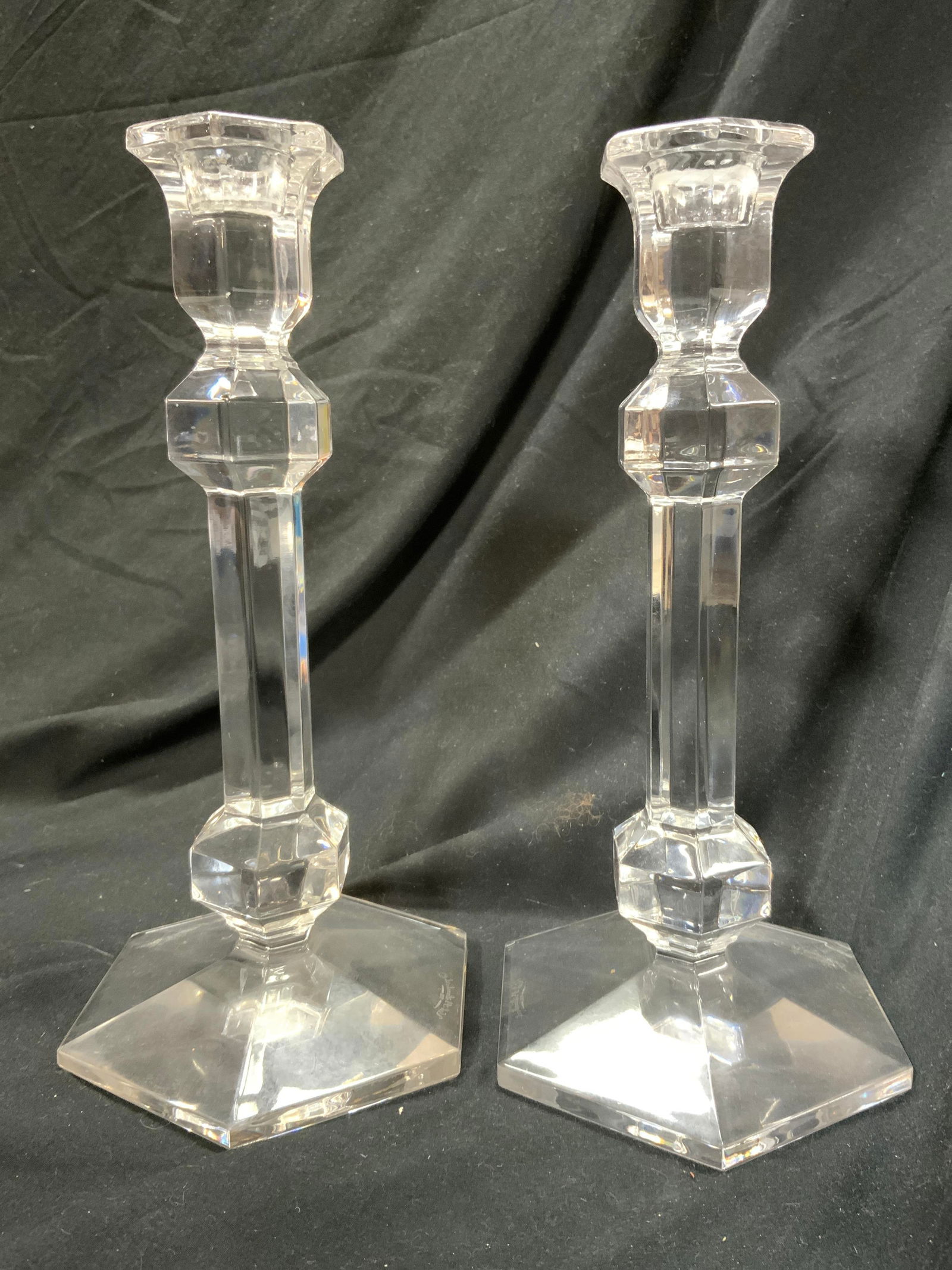VAL ST LAMBERT Pr Crystal Candlesticks (1 of 6)
