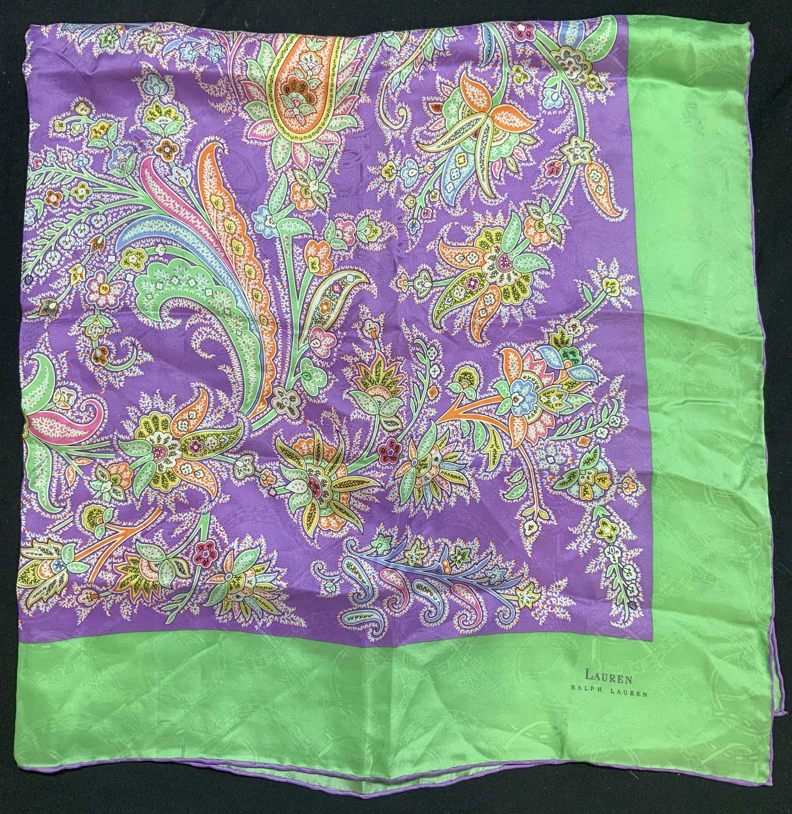 Ralph Lauren Hand Rolled Silk Paisley Scarf (1 of 7)