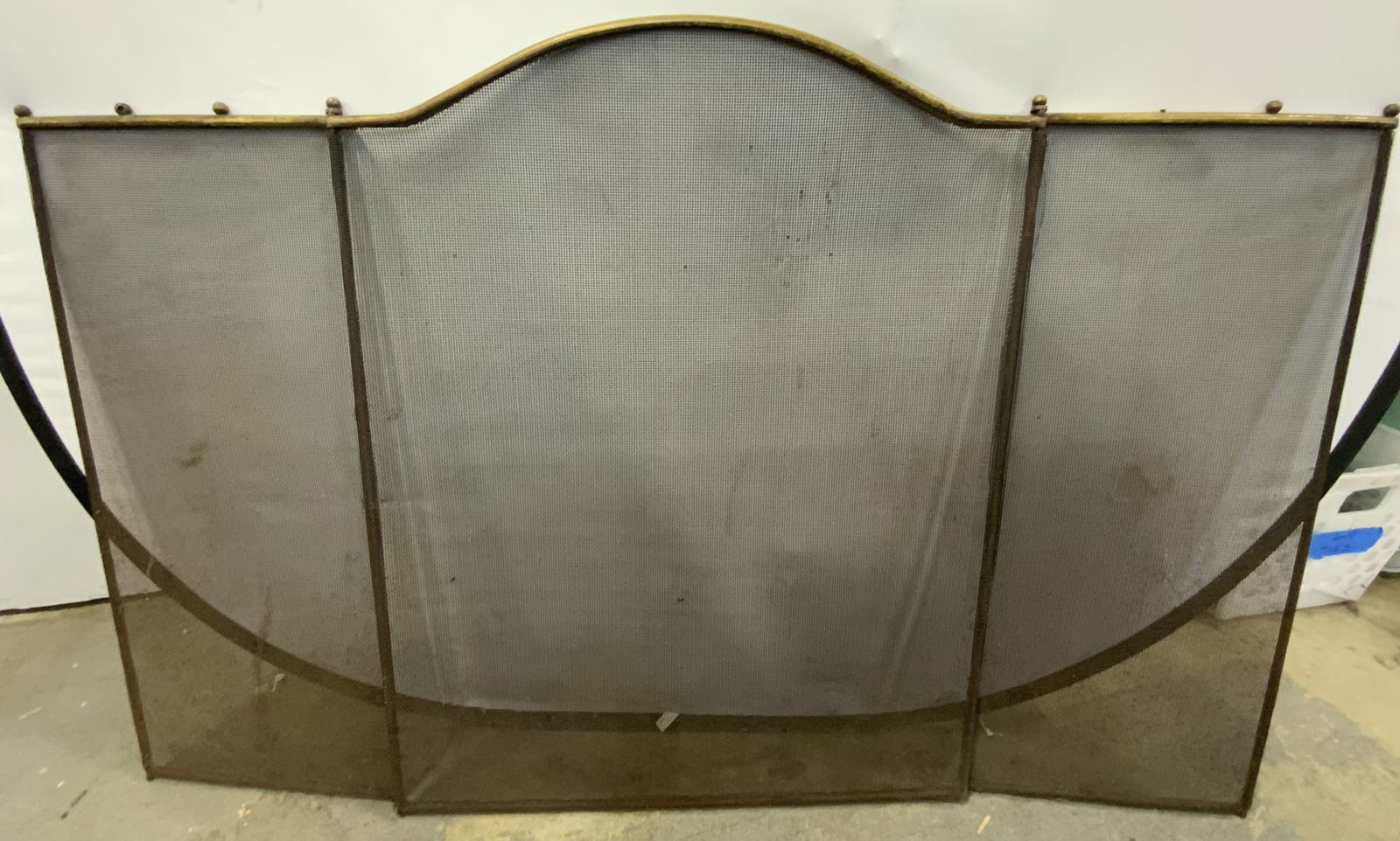 Vintage Brass Toned Metal Mesh Fireplace Screen (1 of 13)