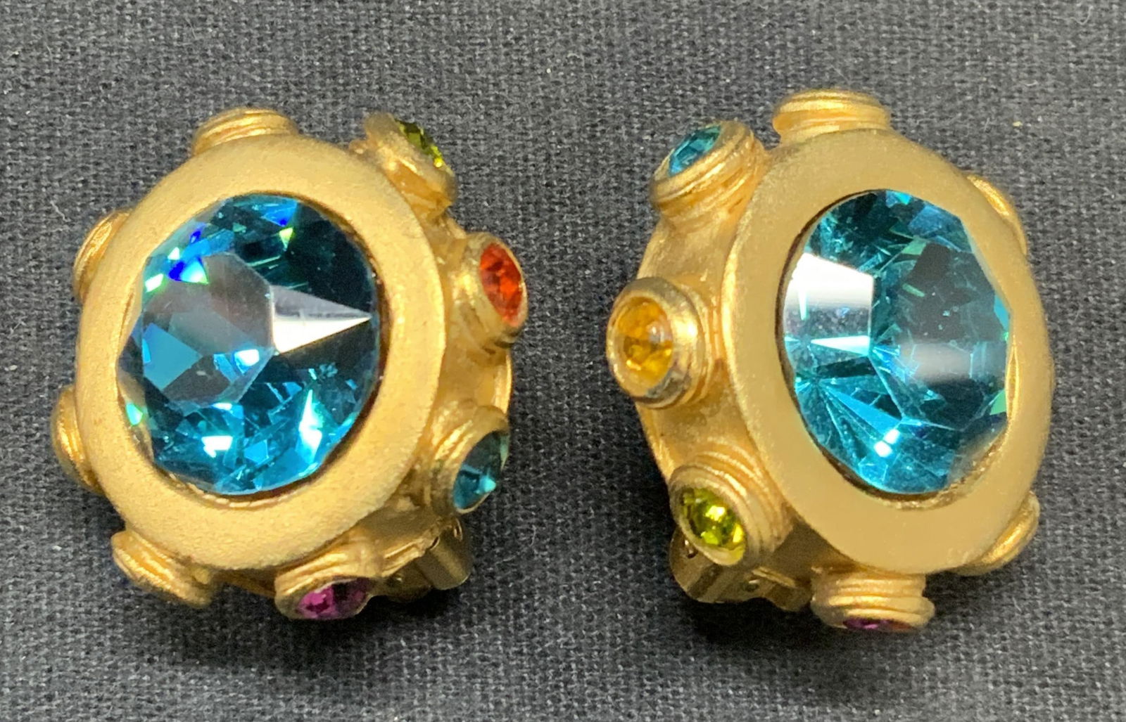 Gold Tone Multi Crystal Clip On Earrings (1 of 7)