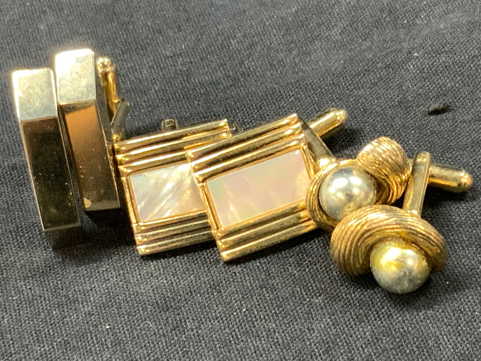 3 Prs Vintage Silver & Gold Tn Cuff Links (1 of 7)