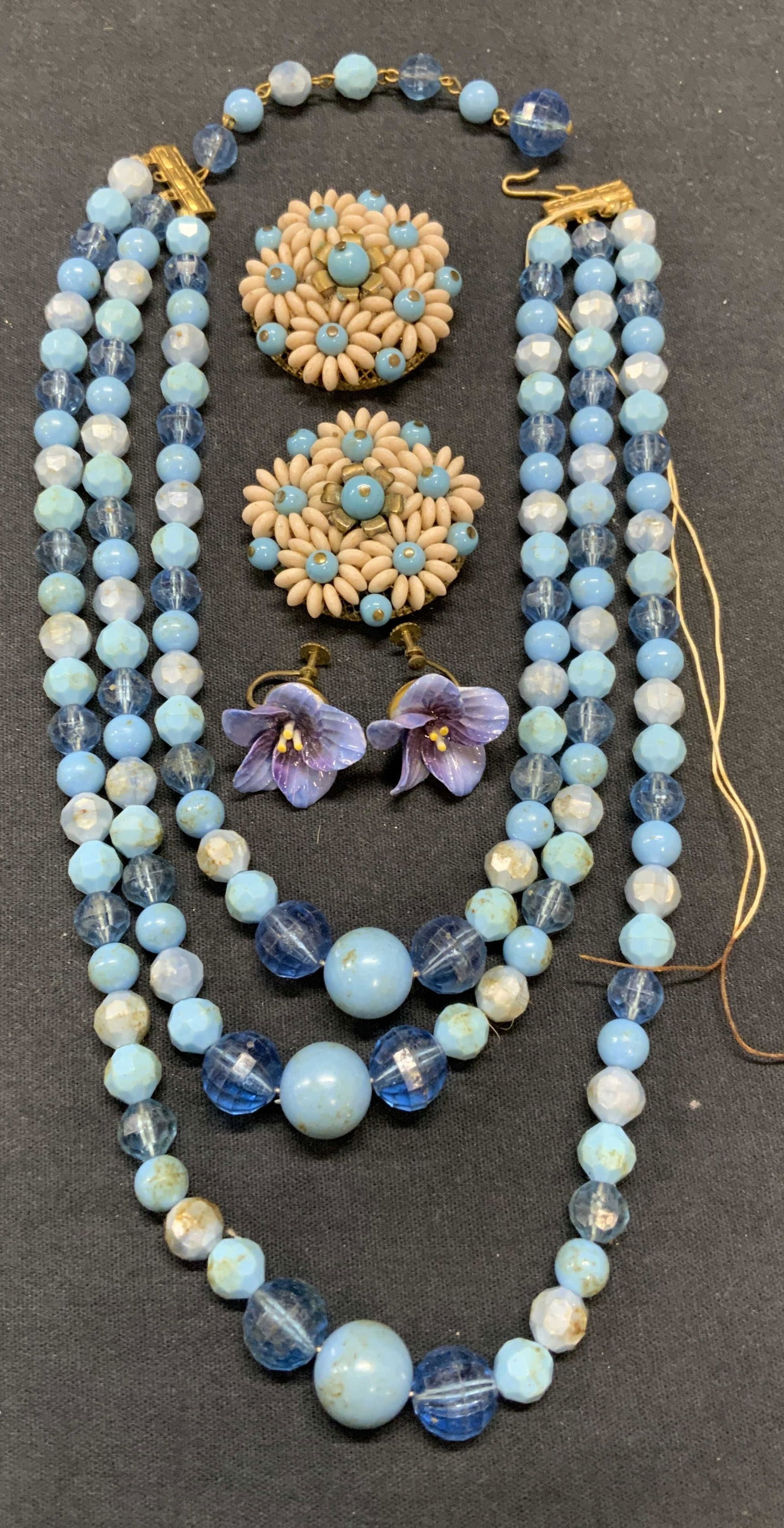 Lot 4 Blue Necklace, Denton Flower Earrings, More (1 of 10)