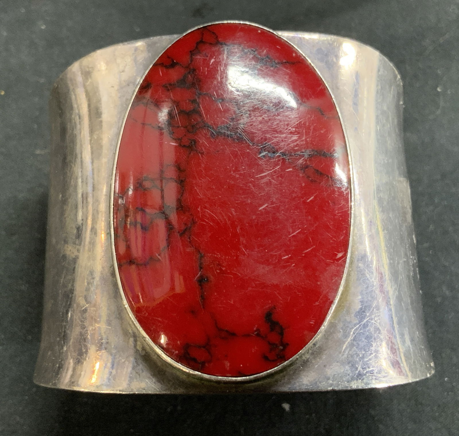 Sterling Red Jasper Style Cuff Bracelet (1 of 7)
