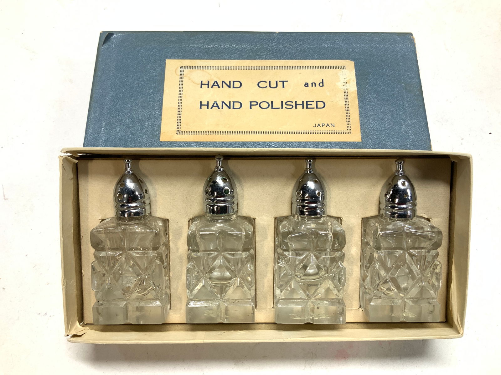 Set 4 Viking Hand Cut Glass Salt & Pepper Shakers (1 of 6)
