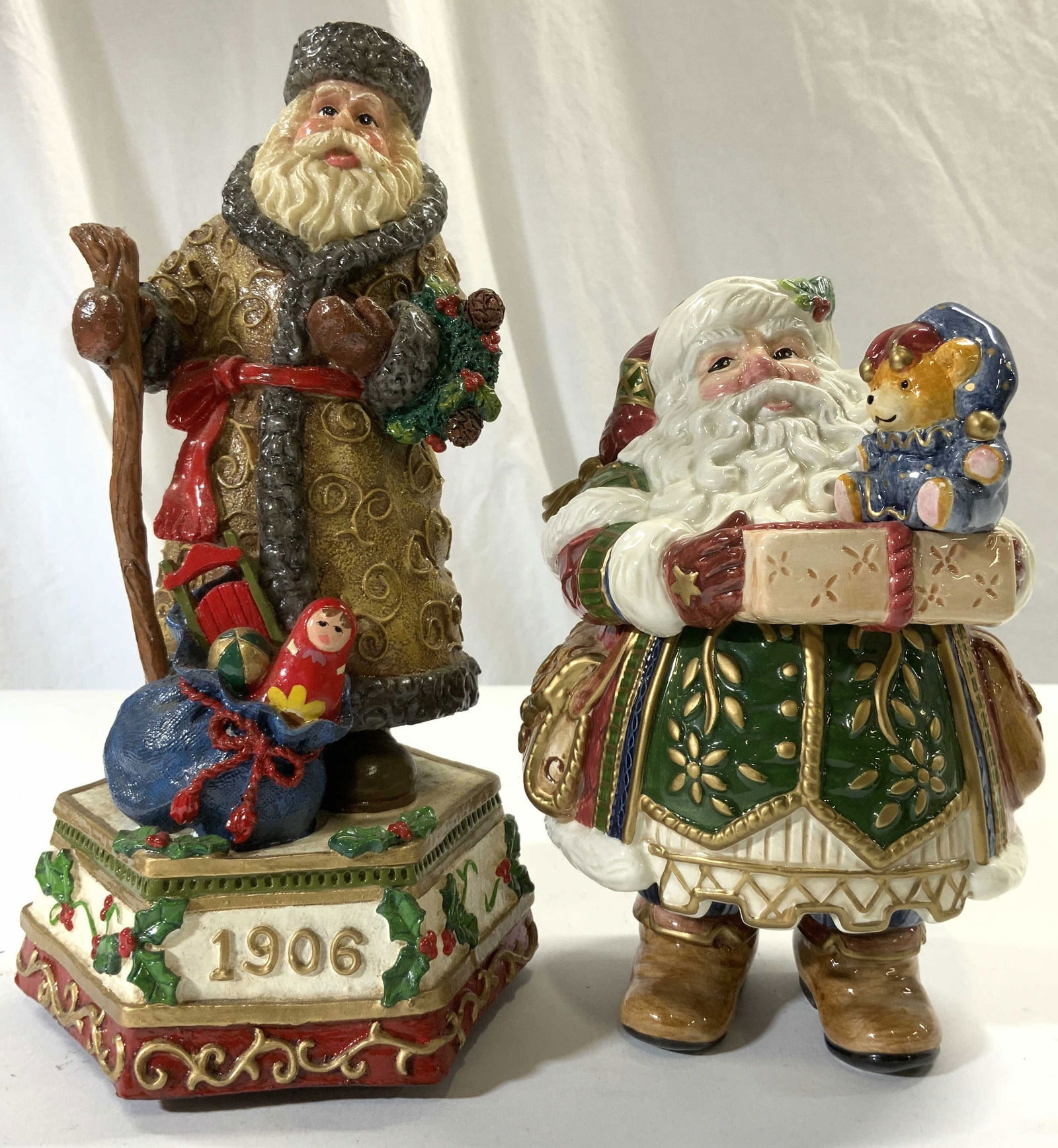 Lot 2 Santa Claus Music Box & Jar W Lid (1 of 9)