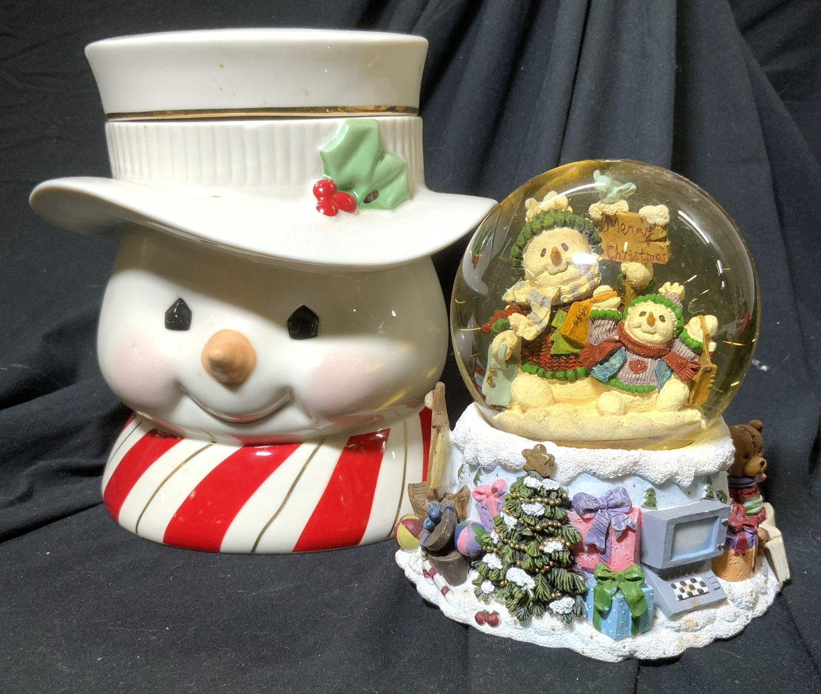 Lot 2 LENOX Snowman Jar & Snow Globe (1 of 7)