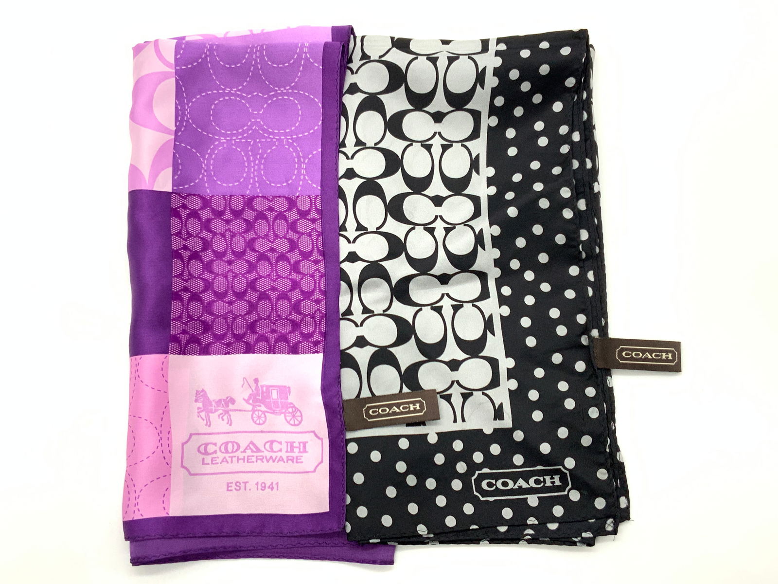 2 COACH Silk Hand Rolled Scarves (1 of 11)