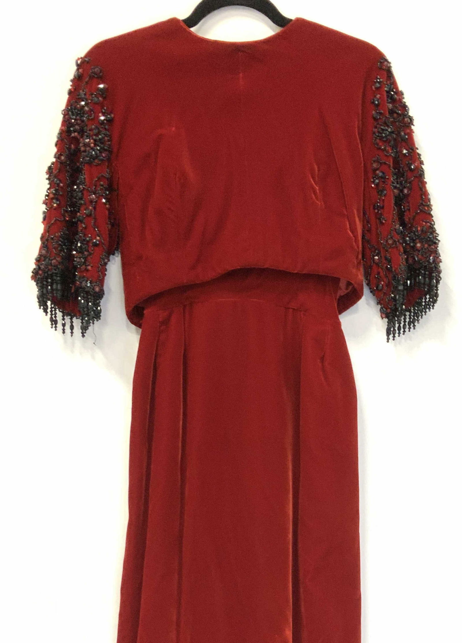 Custom Made Red Velour Cocktail Dress, Crop Jacket (1 of 12)