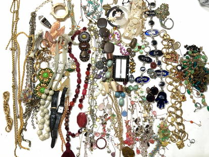 Jewelry Makers Lot, Gemstones, Sterling Silver +: Pieces of jewelry for up cycling into new jewelry, arts and crafts, most is broken bits, some items in tact and can be used/ worn.Several jewelry pieces are handmade, many costume beaded items, wood j