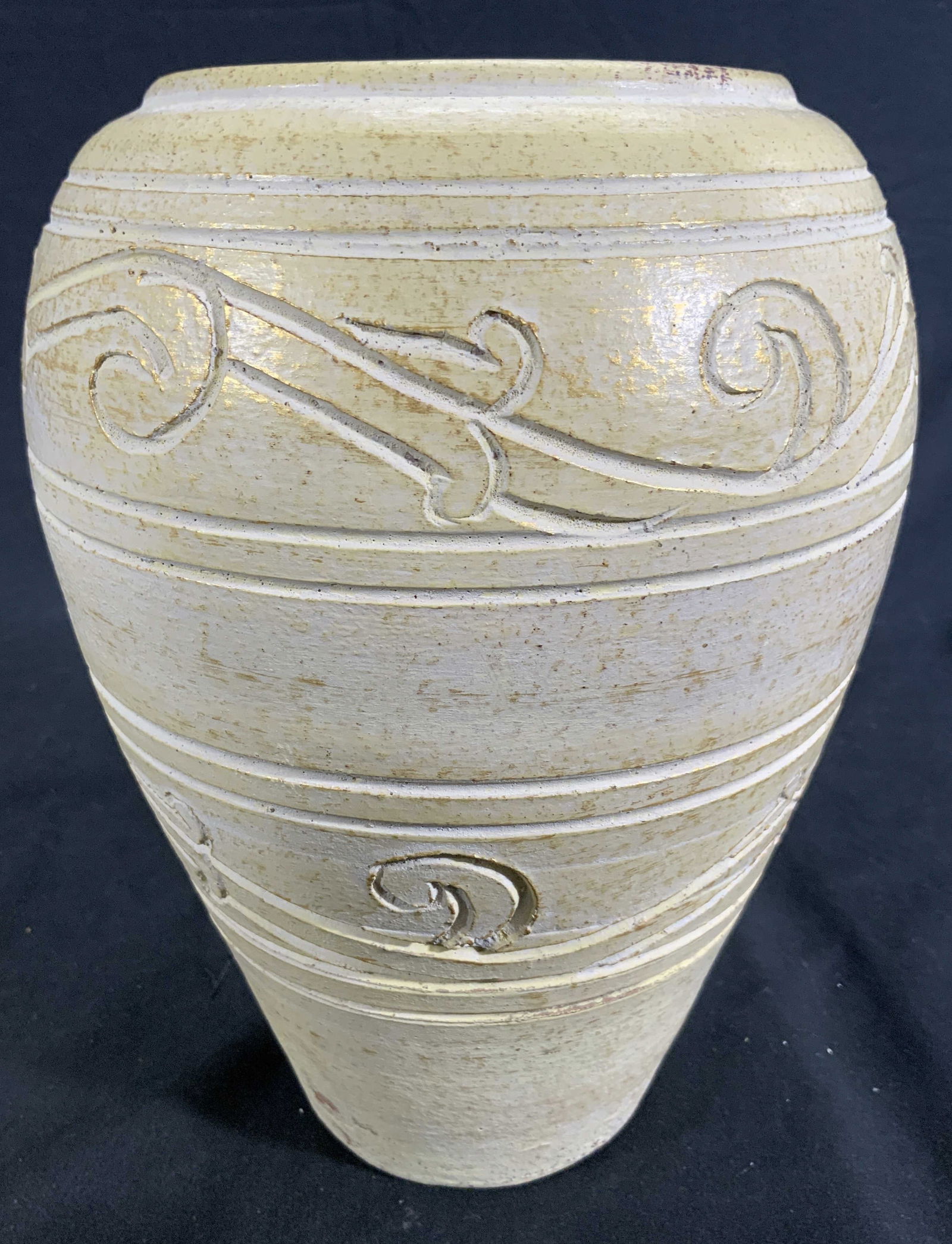 Ceramic Vase Vessel W Gilt & Relief Detail (1 of 6)