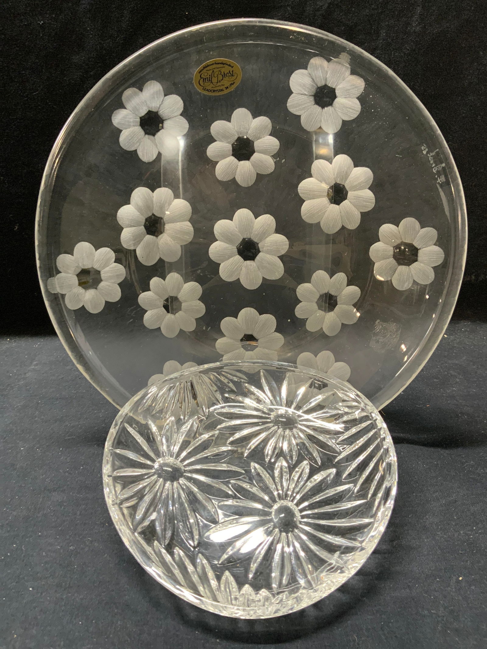 Lot 2 EMIL BROST Signed Crystal Dish, More (1 of 7)