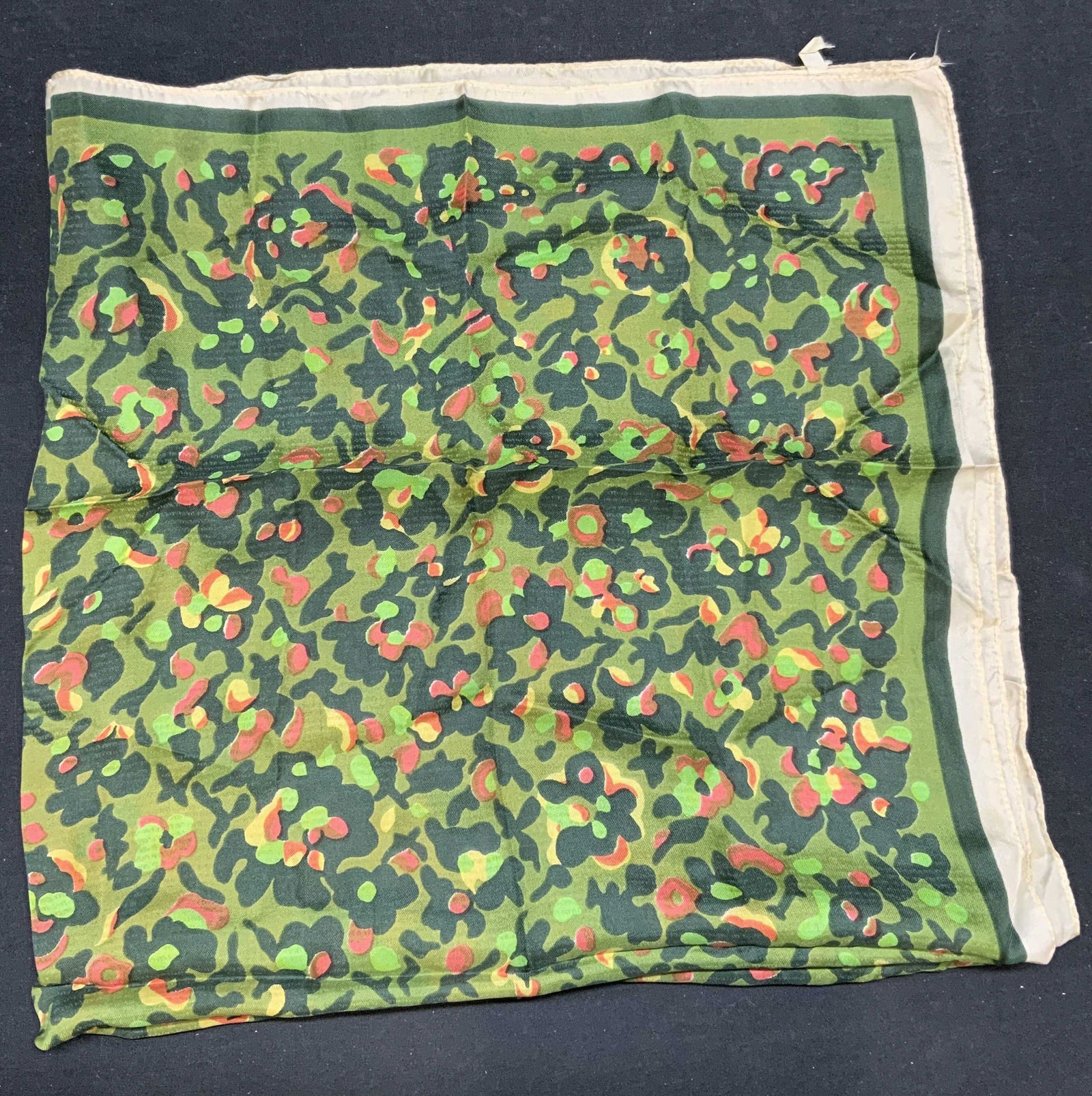Green Graphic Print Silk Scarf, France (1 of 6)