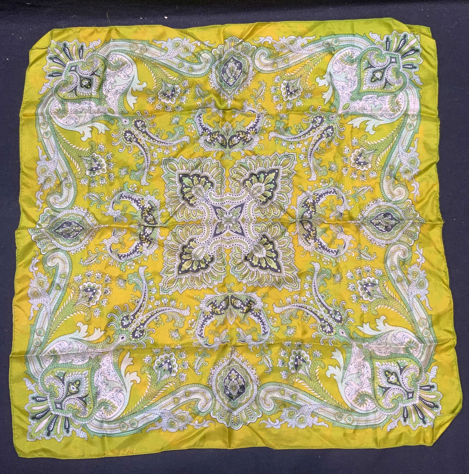Green Silk Scroll Patterned Scarf (1 of 7)