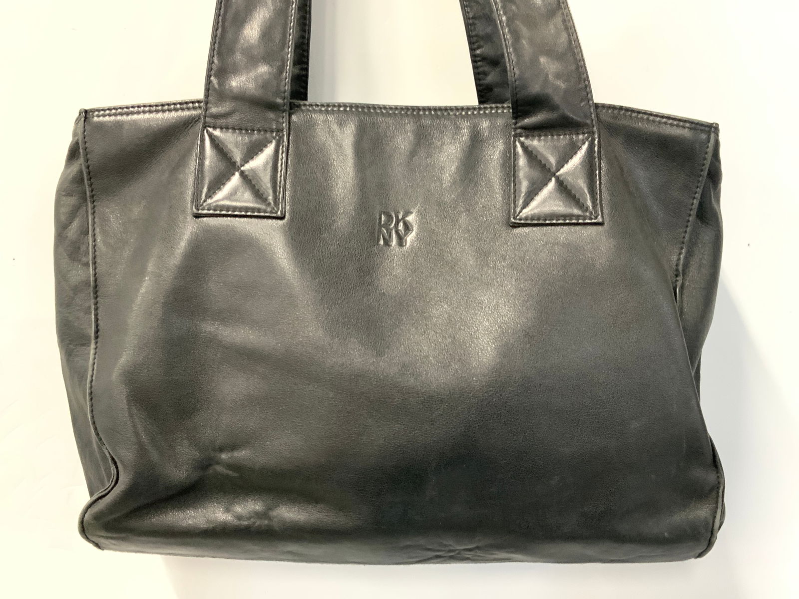 DKNY Black Leather Tote Bag (1 of 9)
