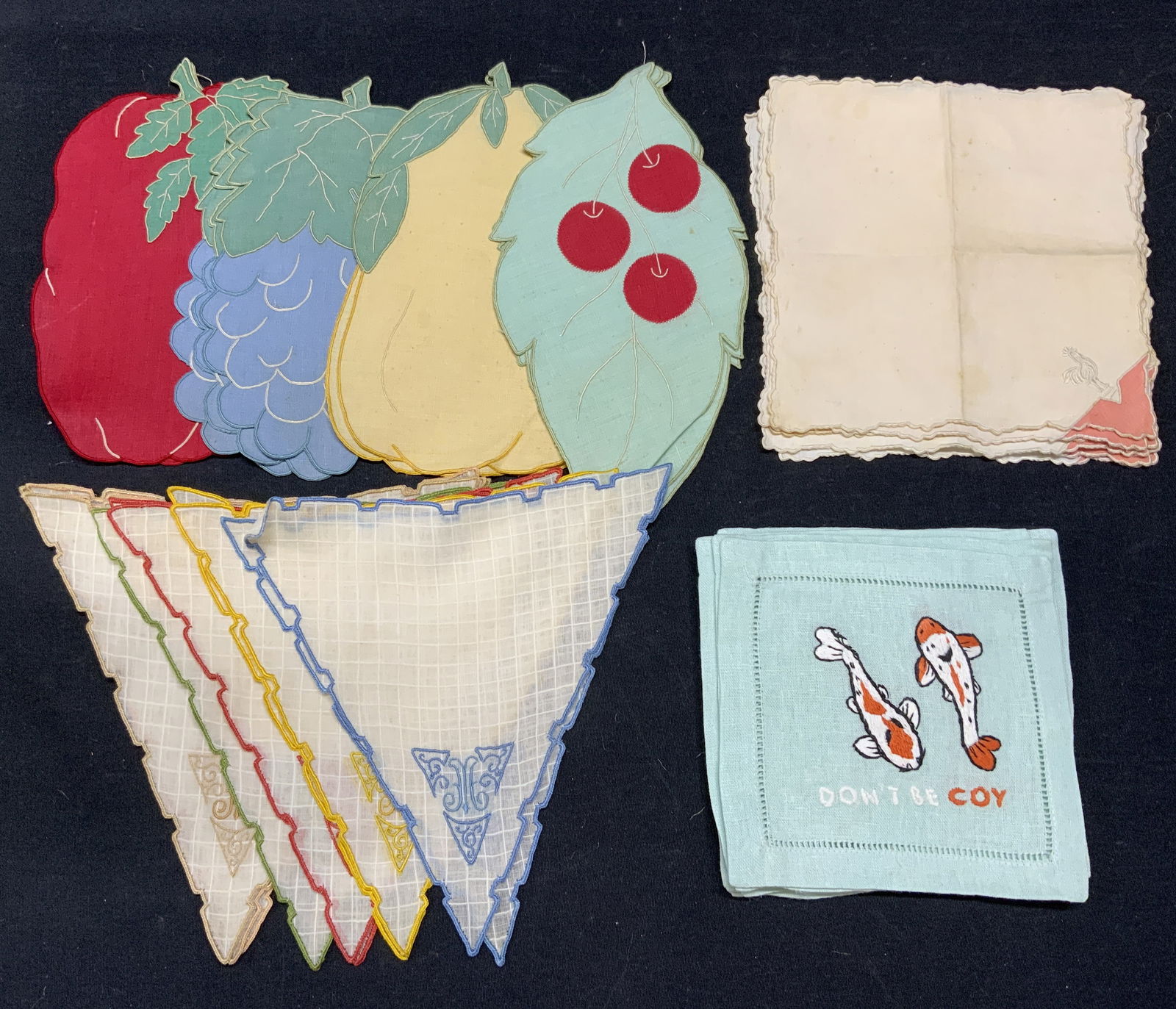 Group Lot Vintage Cotton Cocktail Napkins (1 of 6)