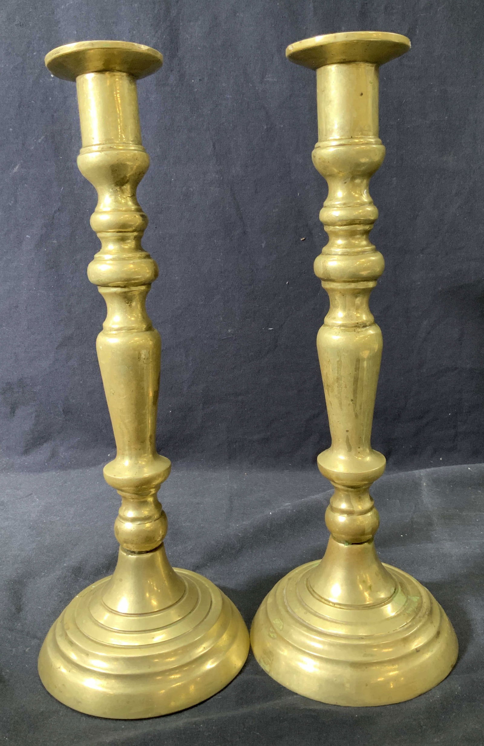 Pair Gilt Brass over Bronze Candlesticks (1 of 8)