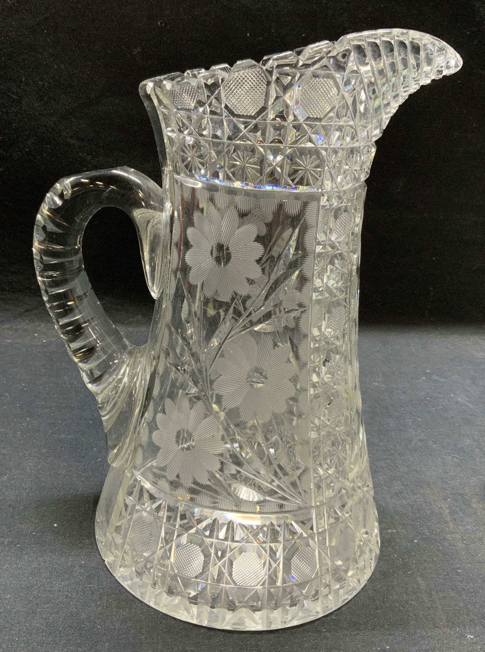 Etched Floral Cut Crystal Pitcher (1 of 6)