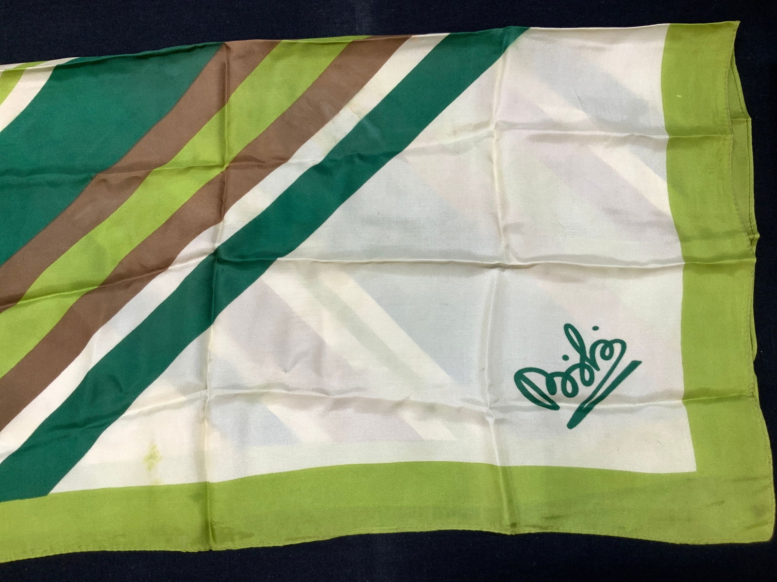 Branded Strip Hand Rolled Edge Silk Scarf (1 of 8)