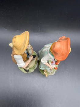 Handpainted Bisque Porcelain Alpine Boy and Girl 10in Figurines -  Chickenmash Farm