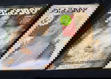 2 Collectible Vtg Playboy Magazines 1965, 1975: October 1975 Playboy Magazine and March 1965 Playboy Magazine. In original plastic wrap ( but have been opened) . 11.25 x 8.5 in. Playboy playmates of the month with centerfolds are Jill De Vries and
