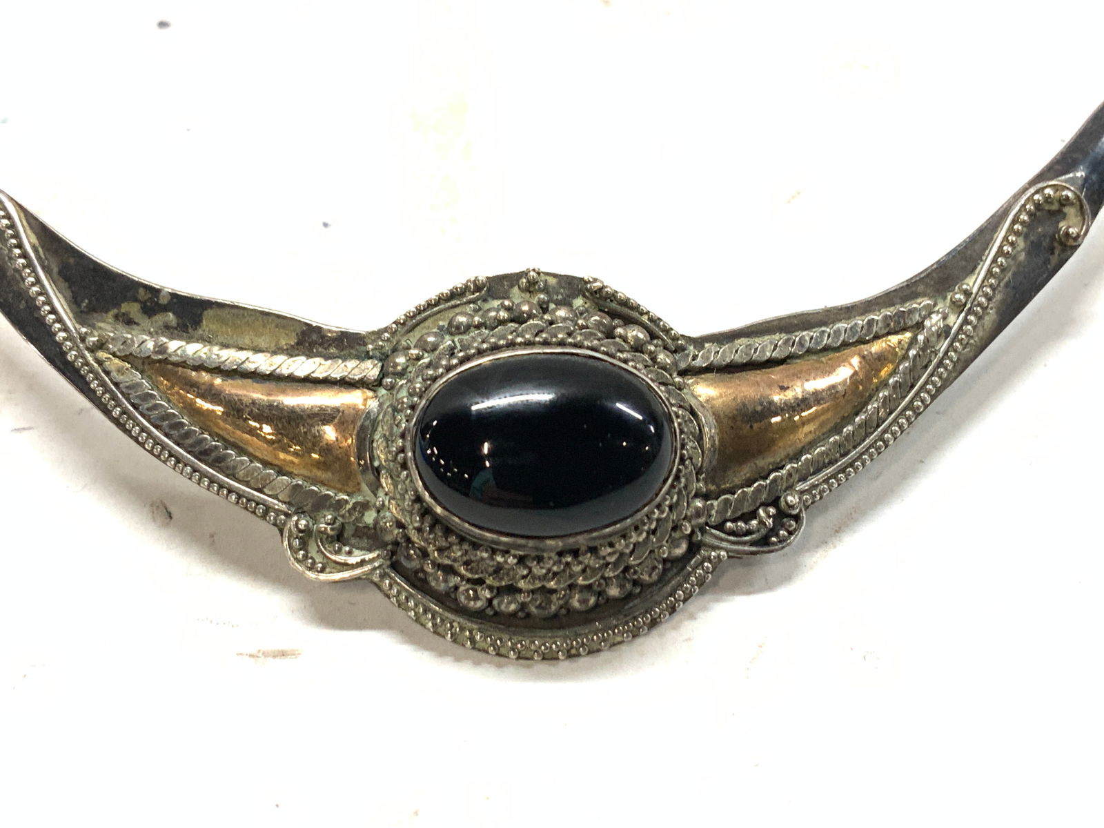 Sterling Silver Collar Necklace w Onyx Stone (1 of 6)