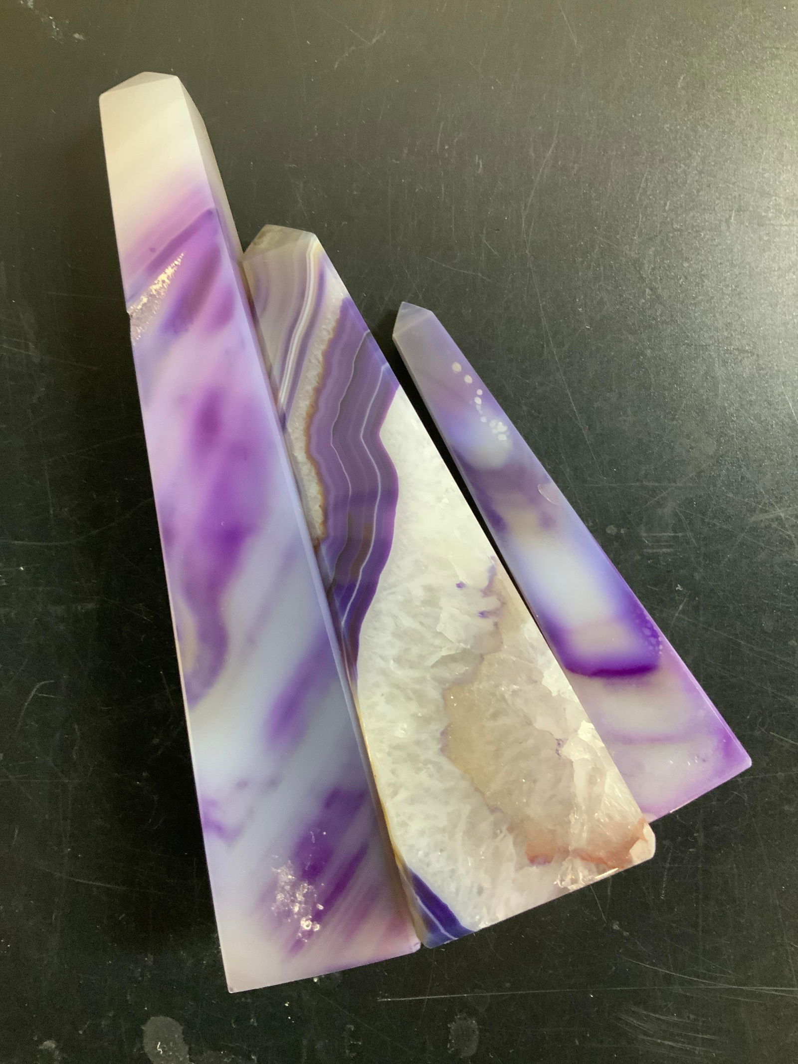Set 3 Purple Agate Crystalline Obelisks, Brazil (1 of 6)