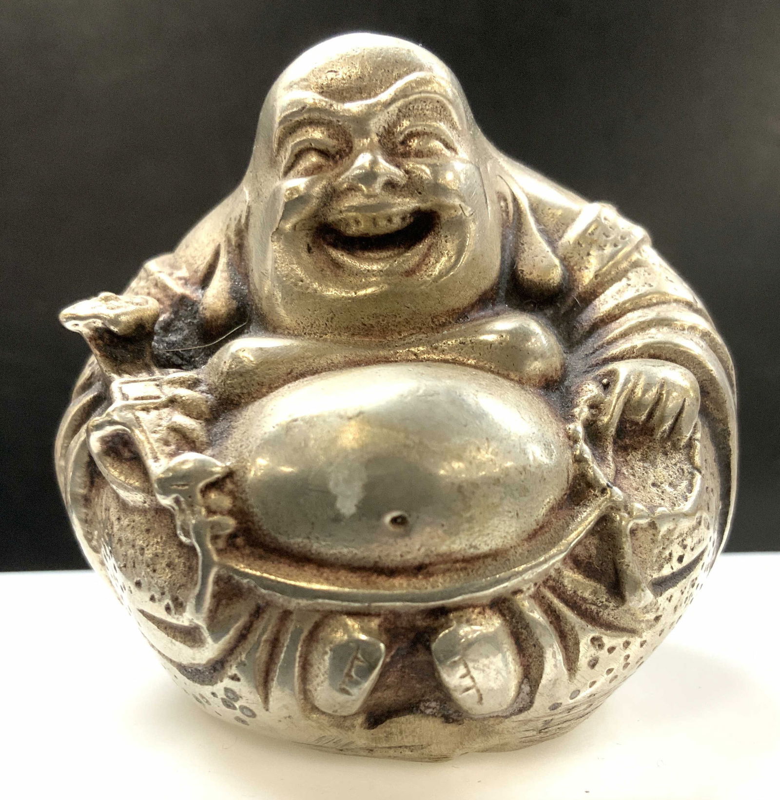 Hand Crafted Metal Laughing Buddha Figurine (1 of 6)