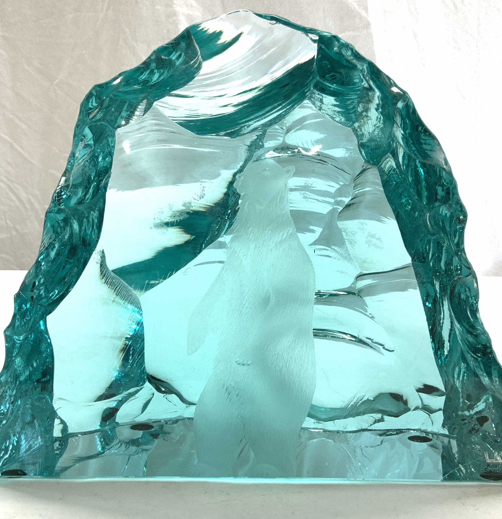 Kosta Boda Glass Iceberg & Bear Sculpture Sweden