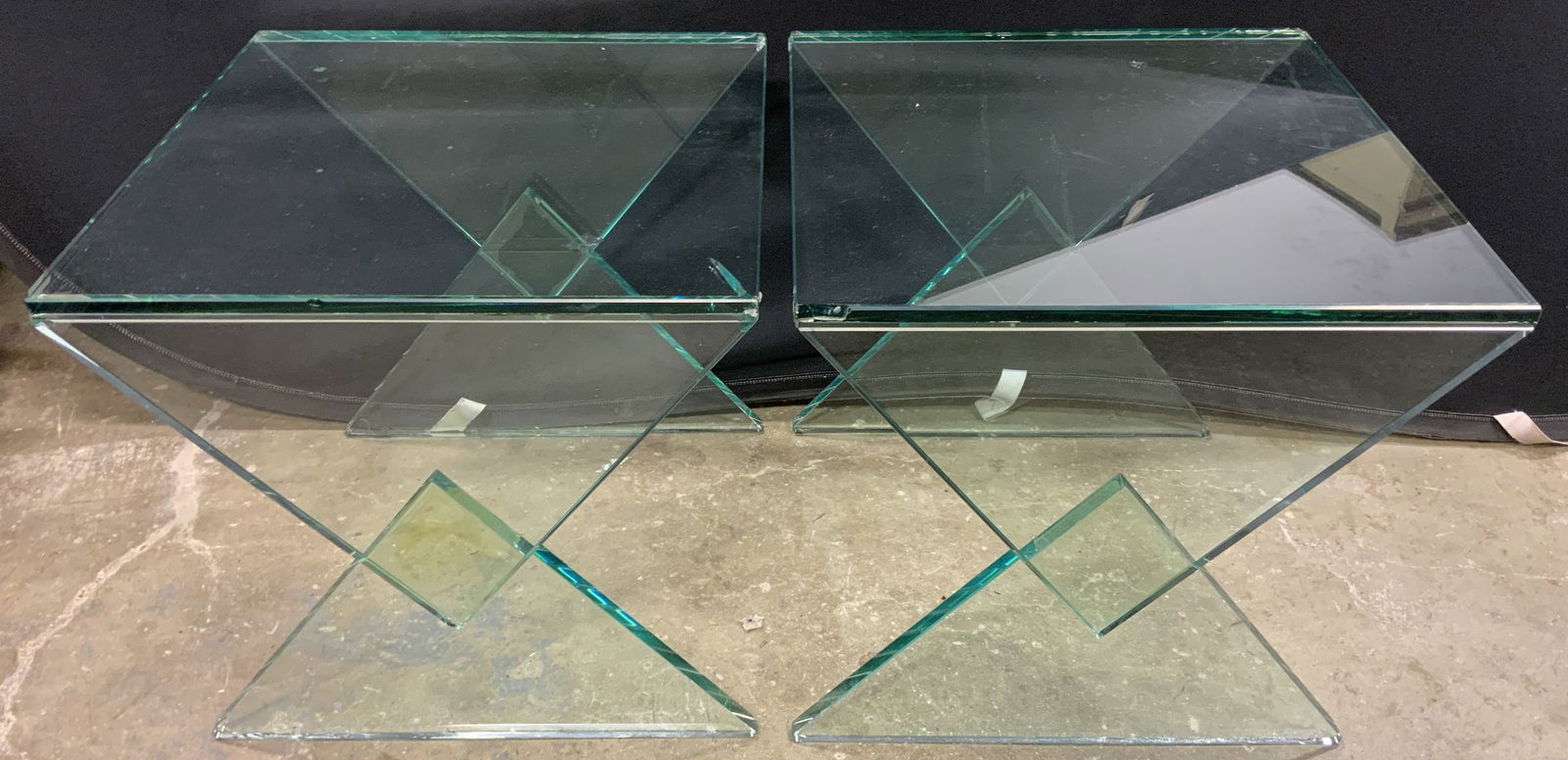Pair Geometric Mod Glass Side Tables (1 of 8)