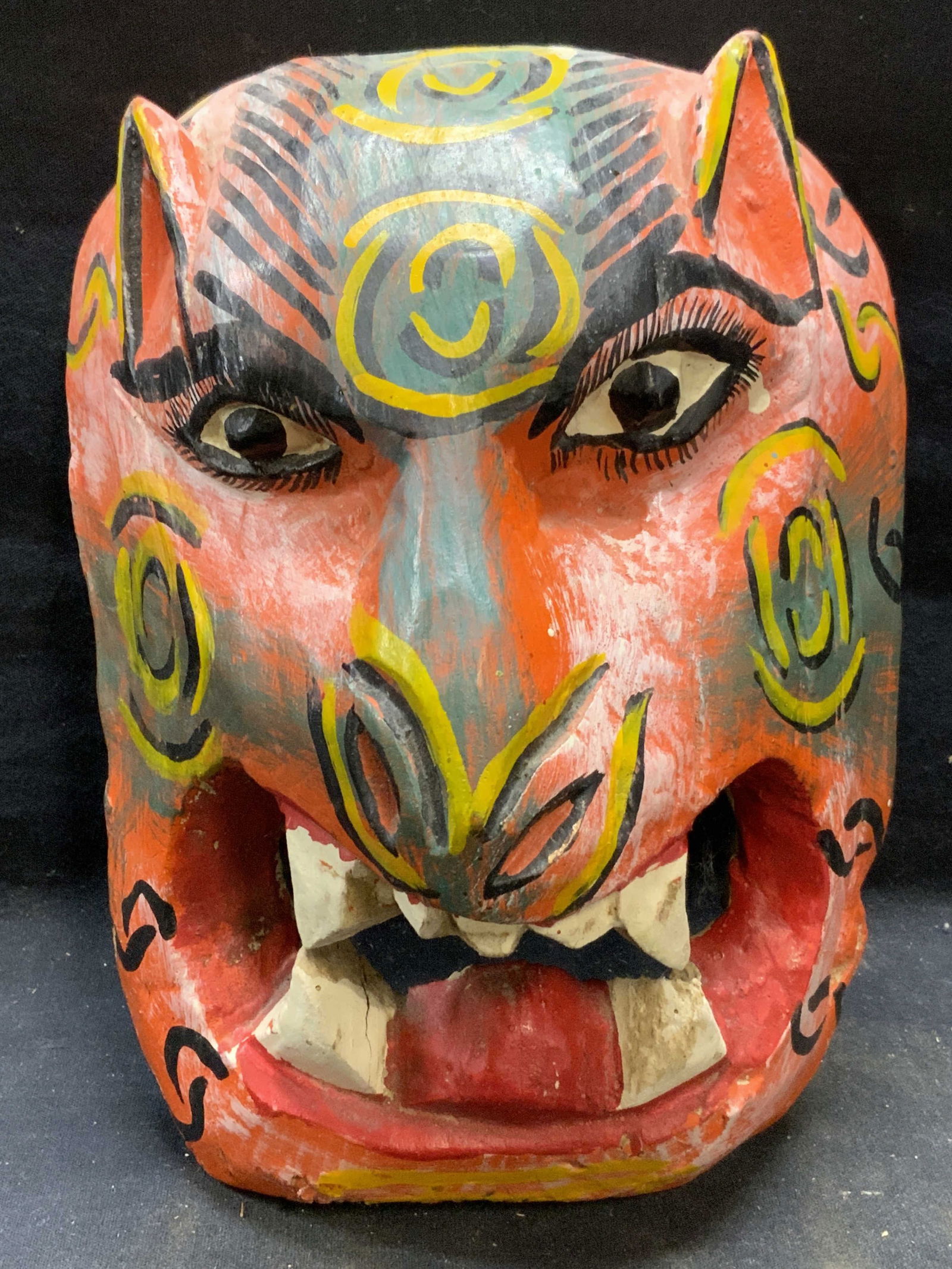 Folk Art Carved Wood Animal Mask (1 of 6)
