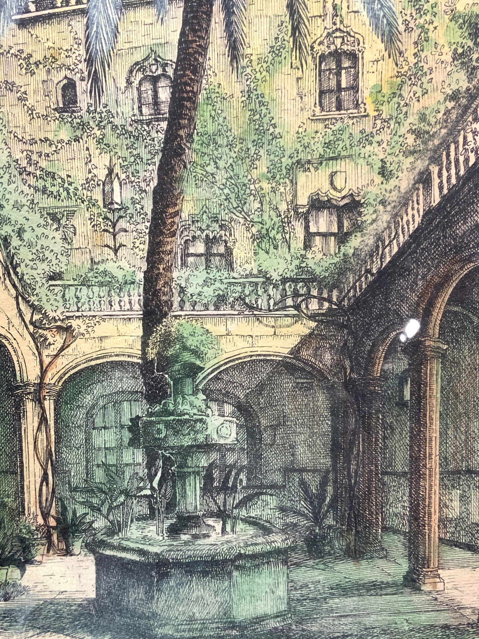 Vintage Hand Colored Exterior Scene Lithograph (1 of 10)