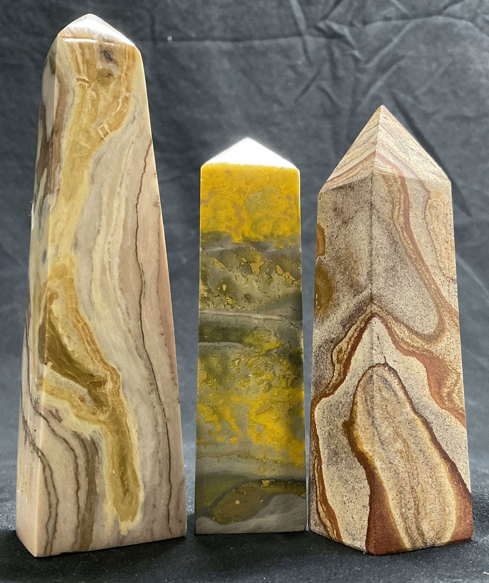 Lot 3 Carved Yellow Calcite Healing stone Obelisks (1 of 6)