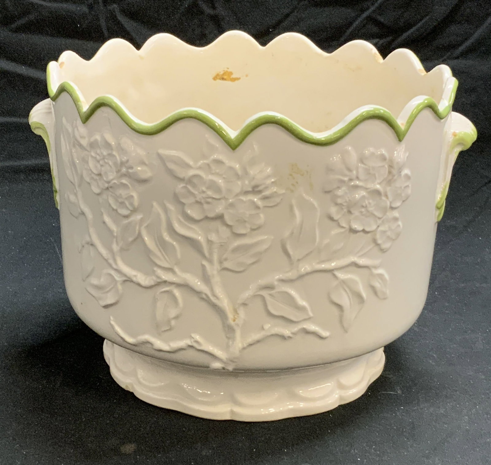 Vintage Ceramic Floral Embossed Cachepot, Italy (1 of 6)
