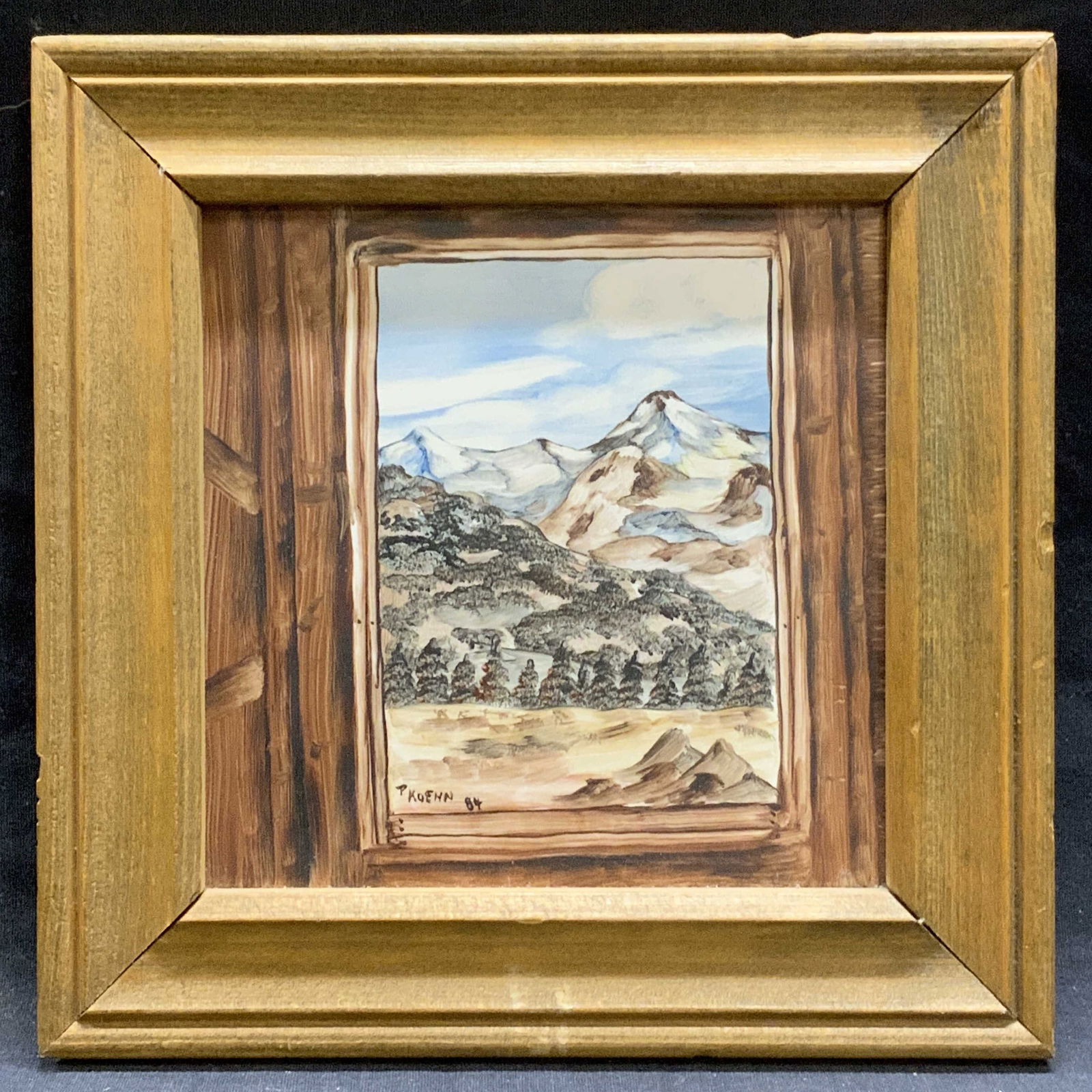 P KOEHN Hand Painted Tile w Landscape (1 of 6)