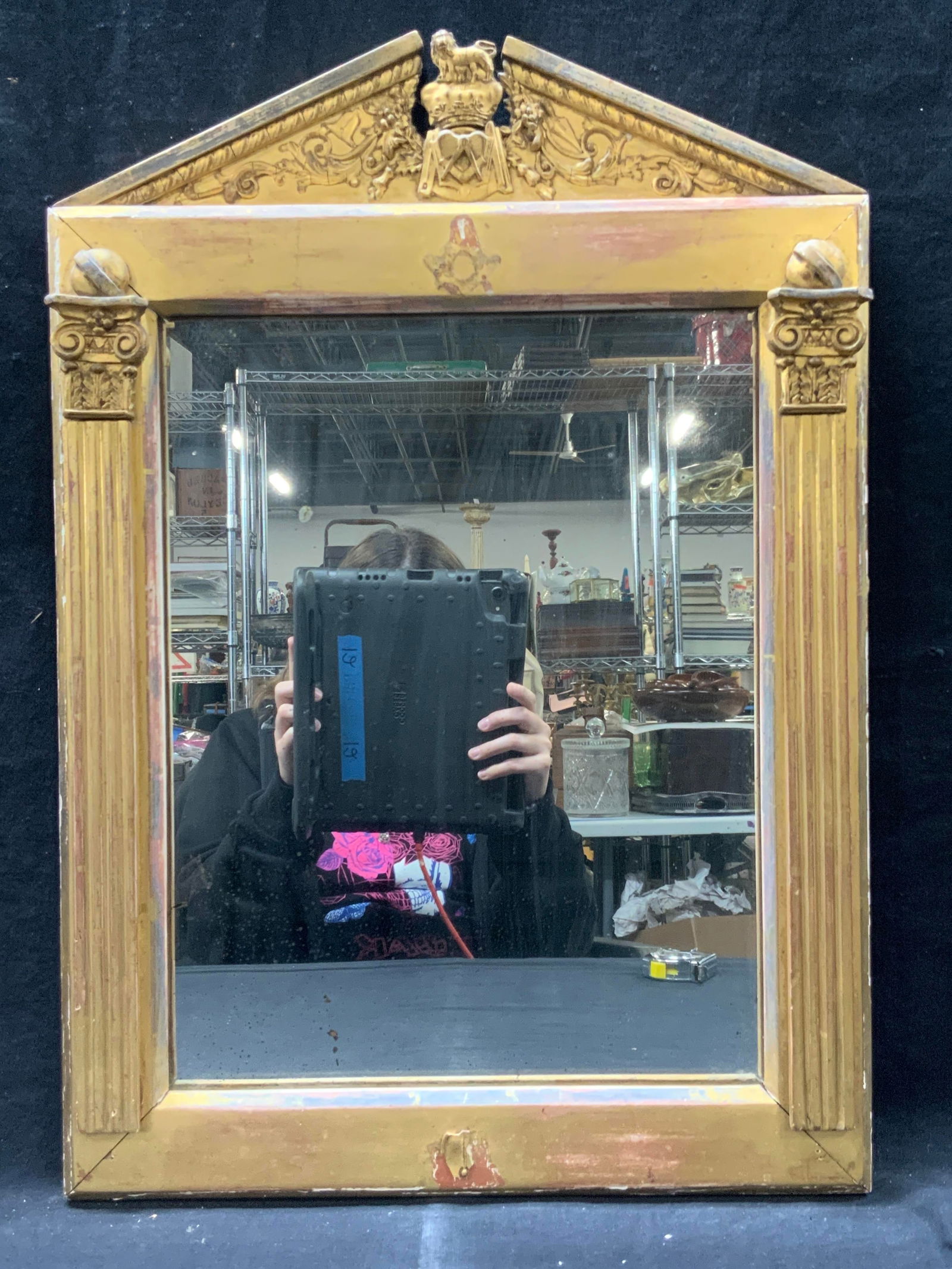 Vintage Roman Style Gold Leafed Wooden Mirror (1 of 10)