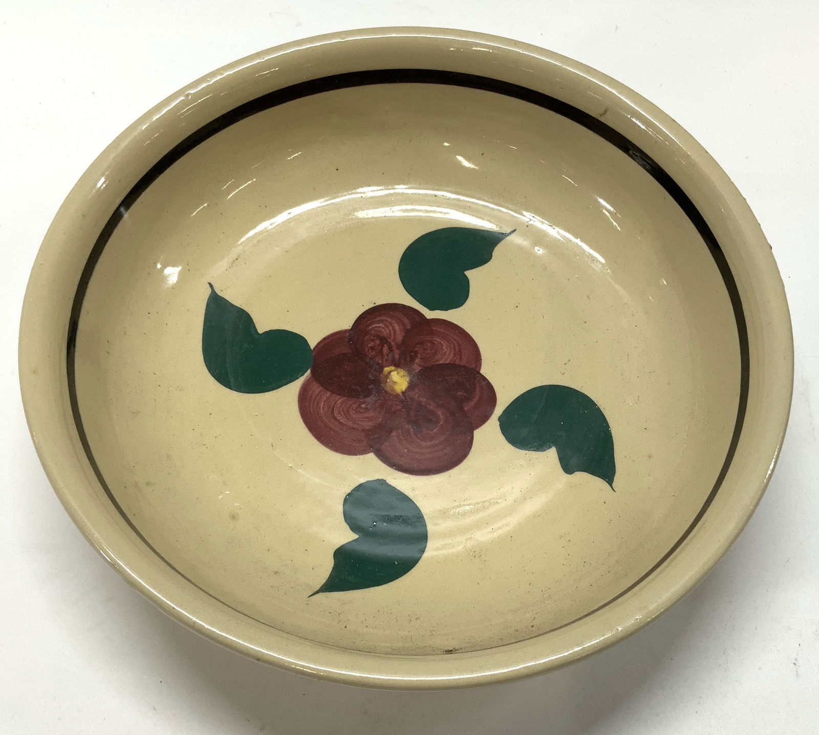 Painted Oven Ware Centerpiece Stoneware Bowl, USA (1 of 6)